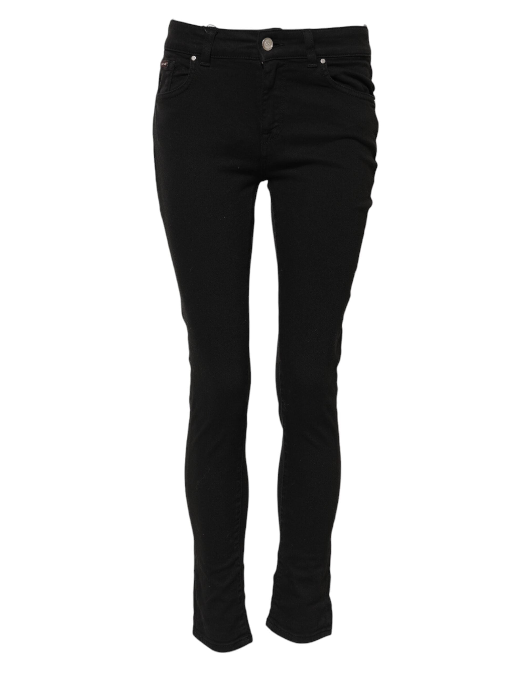 Dolce & Gabbana Black Cotton Skinny Mid Waist Denim Jeans