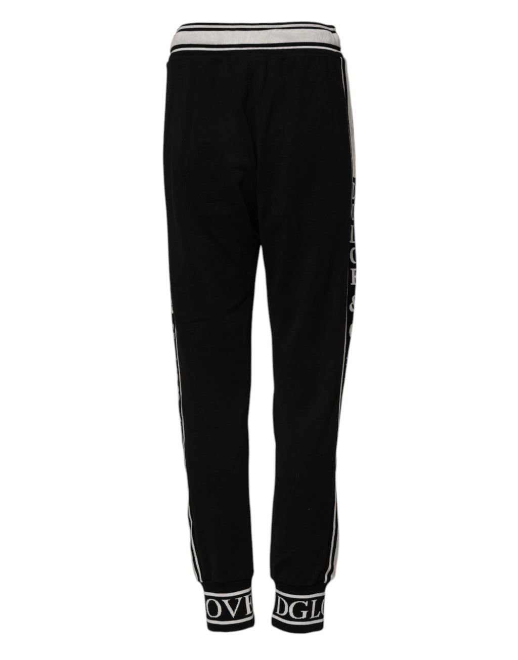 Dolce & Gabbana Black Cotton Jogger Logo Waist Pants