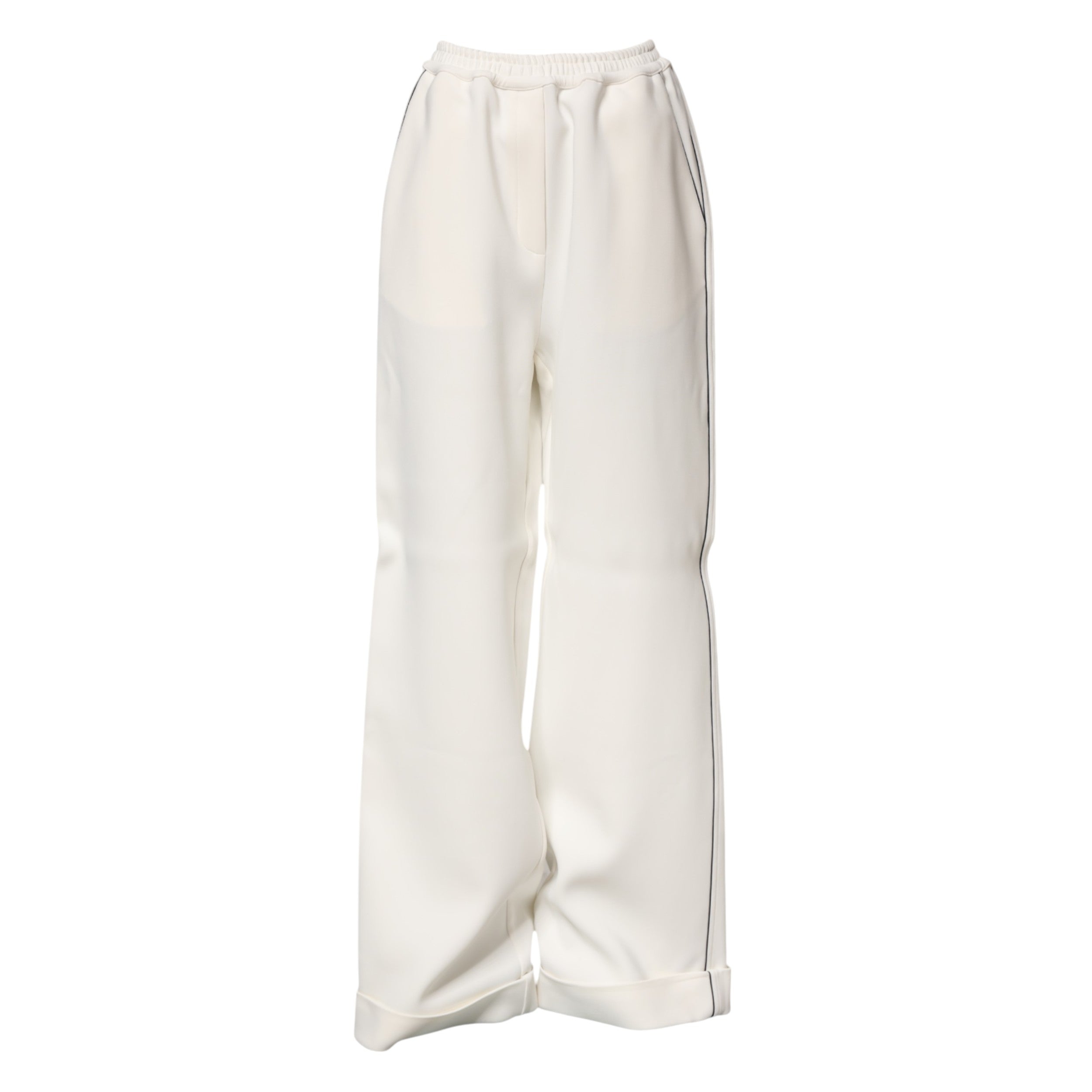 Dolce & Gabbana White Viscose Wide Leg Pull On Pants