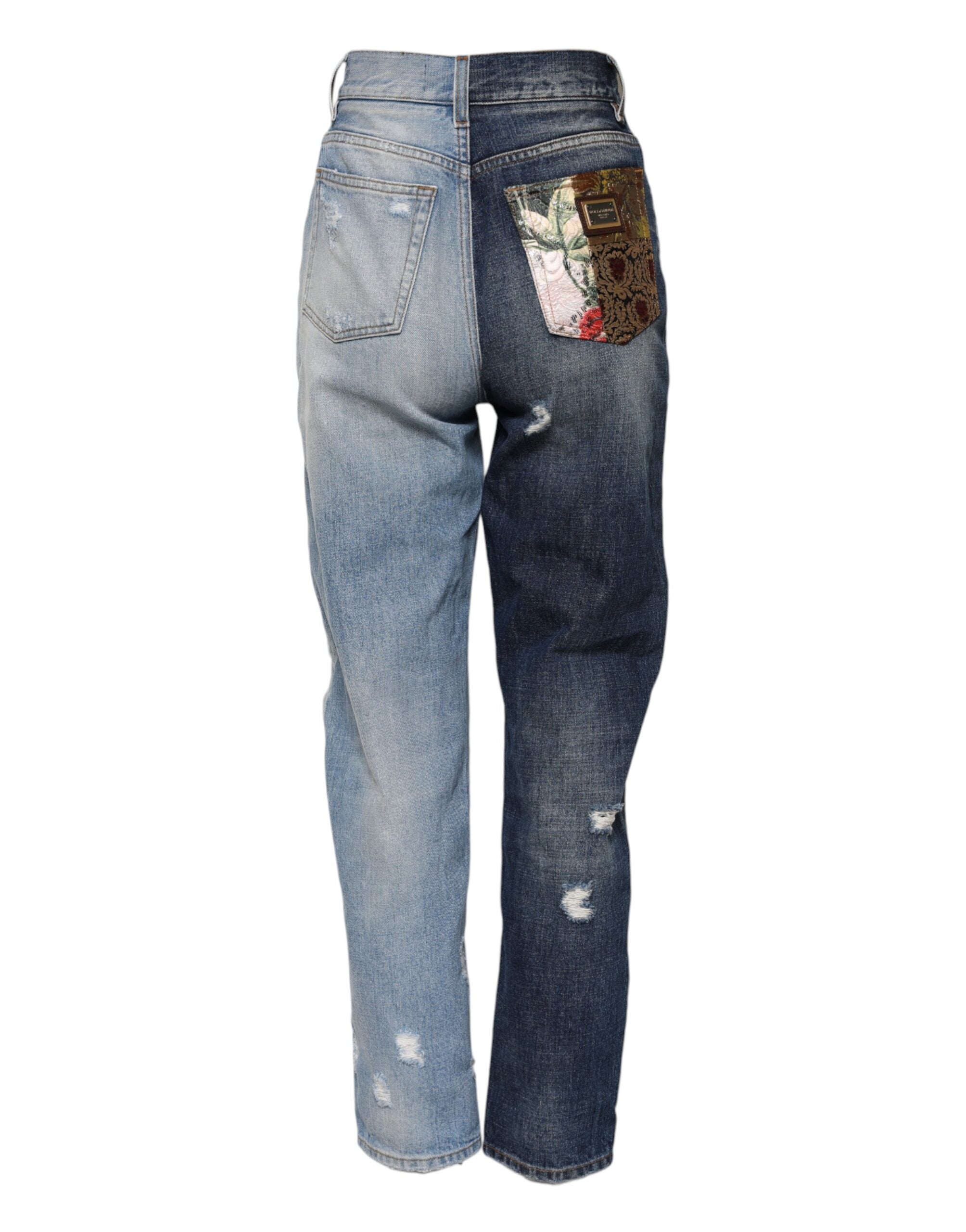 Dolce &amp; Gabbana – Mehrfarbige, konisch zulaufende Patchwork-Jeans aus Denim 