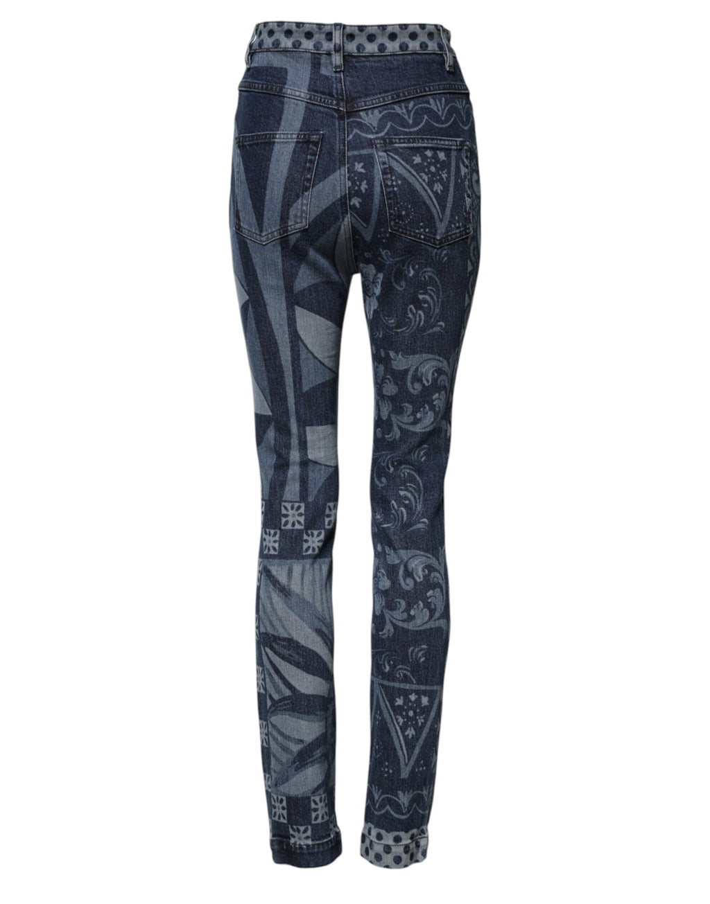 Dolce &amp; Gabbana – Blaue Skinny-Jeans aus Baumwolle mit Grafikdruck 