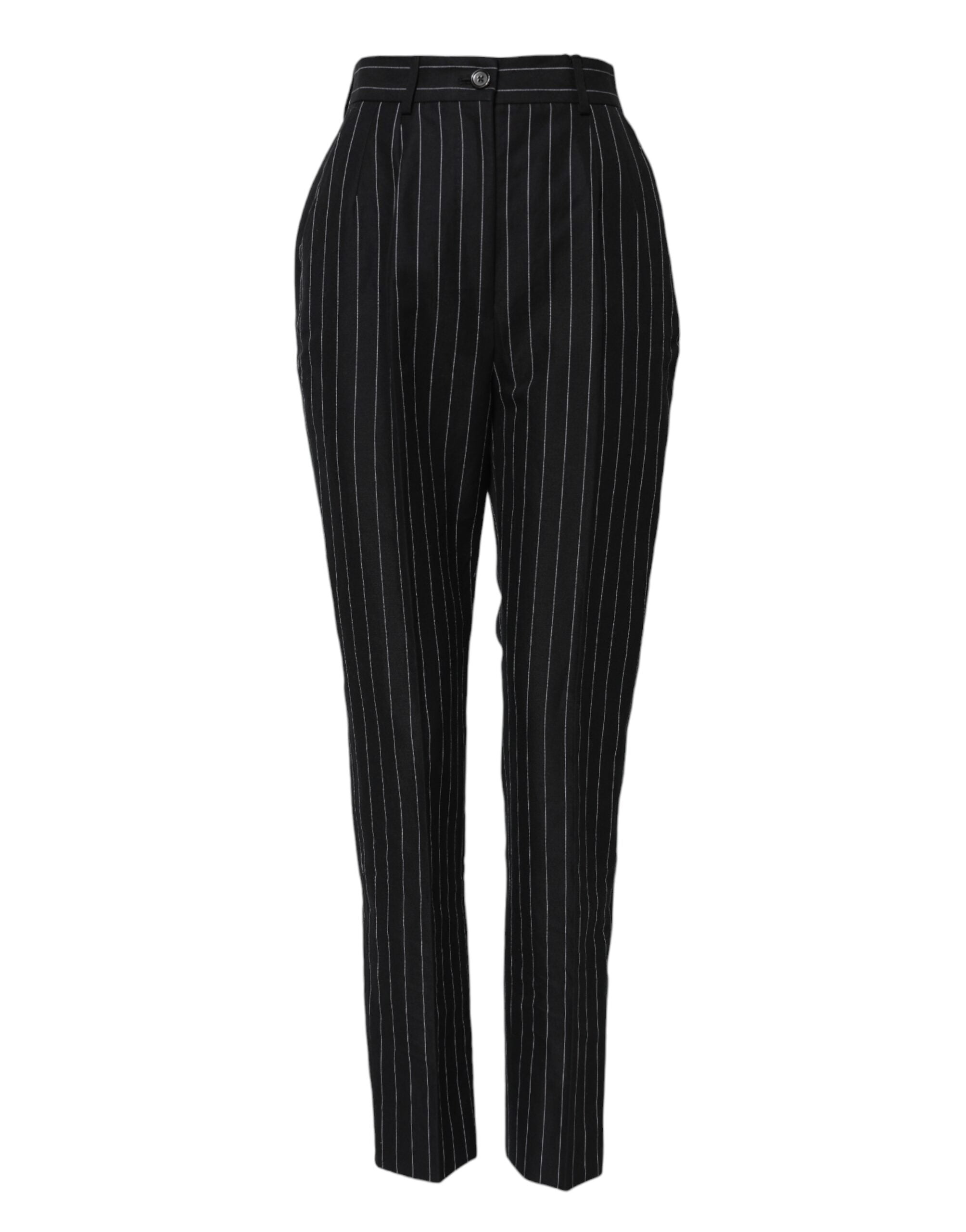 Dolce & Gabbana Black Stripes High Waist Tapered Pants