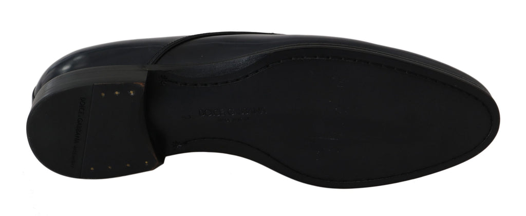 Dolce &amp; Gabbana Elegante dunkelblaue Derby-Abendschuhe aus Leder