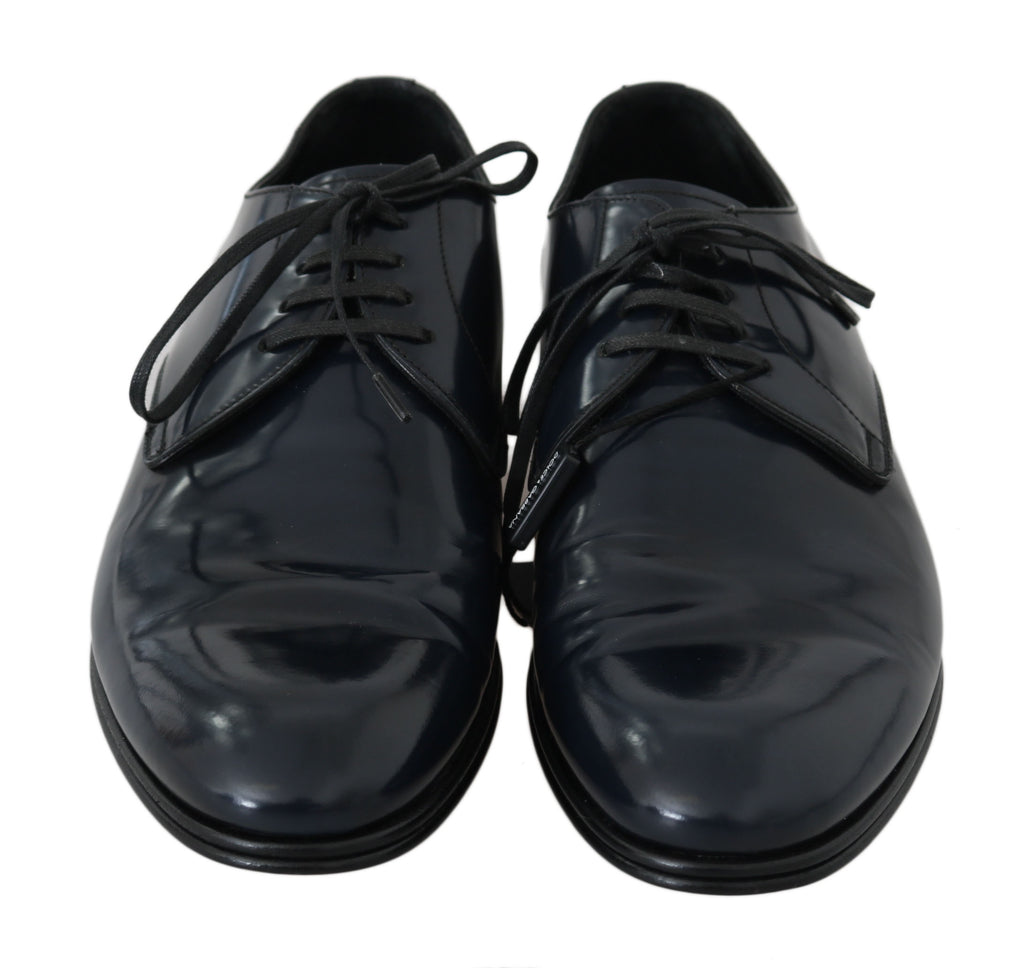 Dolce &amp; Gabbana Elegante dunkelblaue Derby-Abendschuhe aus Leder