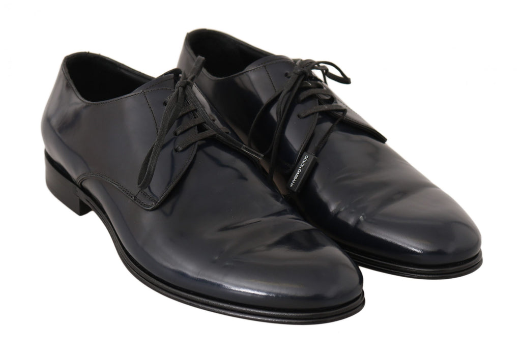 Dolce &amp; Gabbana Elegante dunkelblaue Derby-Abendschuhe aus Leder