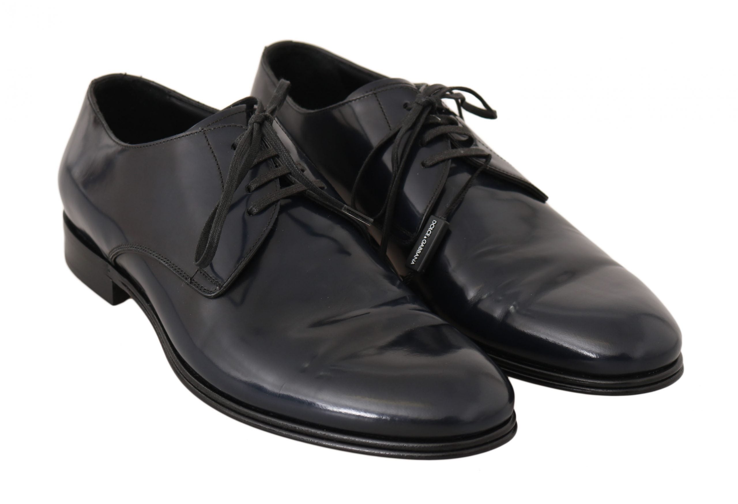 Dolce &amp; Gabbana Elegante dunkelblaue Derby-Abendschuhe aus Leder