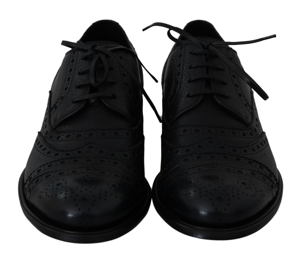 Dolce &amp; Gabbana – Elegante dunkelblaue Derby-Schuhe mit Flügelkappe