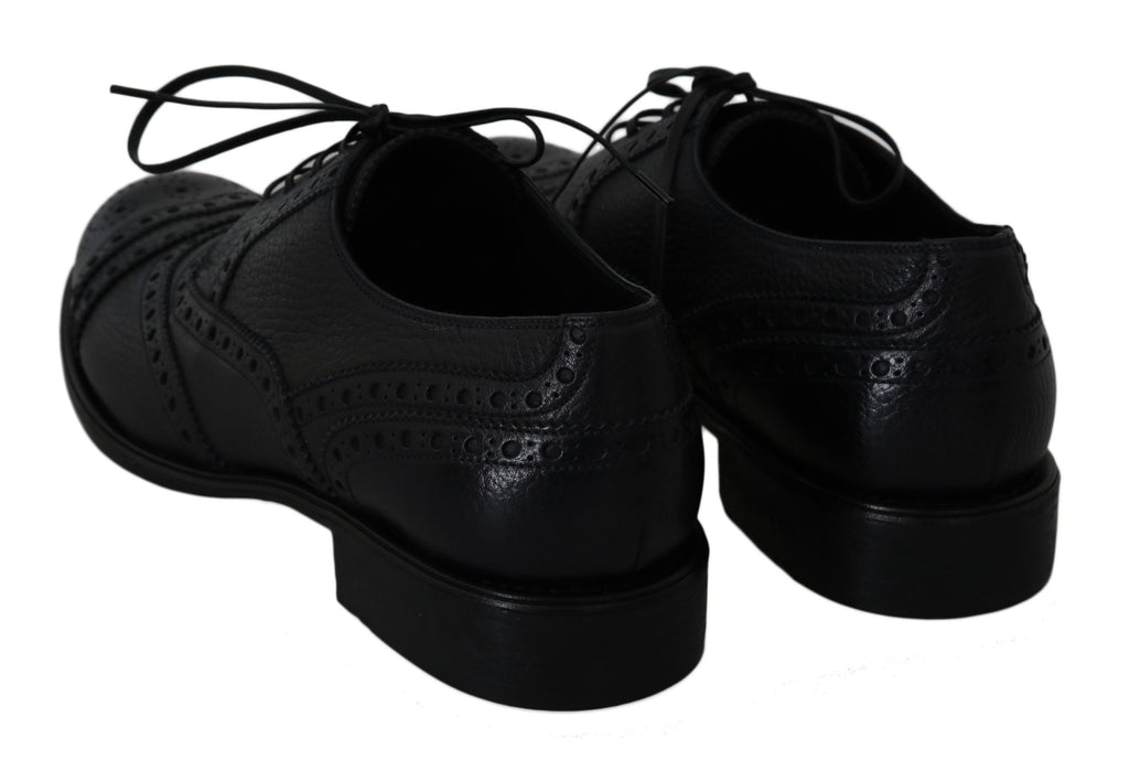 Dolce &amp; Gabbana – Elegante dunkelblaue Derby-Schuhe mit Flügelkappe