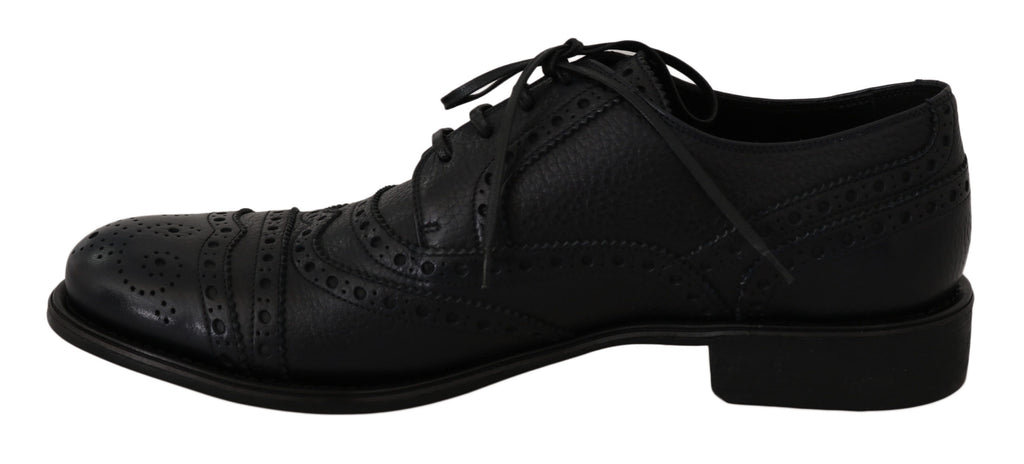 Dolce &amp; Gabbana – Elegante dunkelblaue Derby-Schuhe mit Flügelkappe