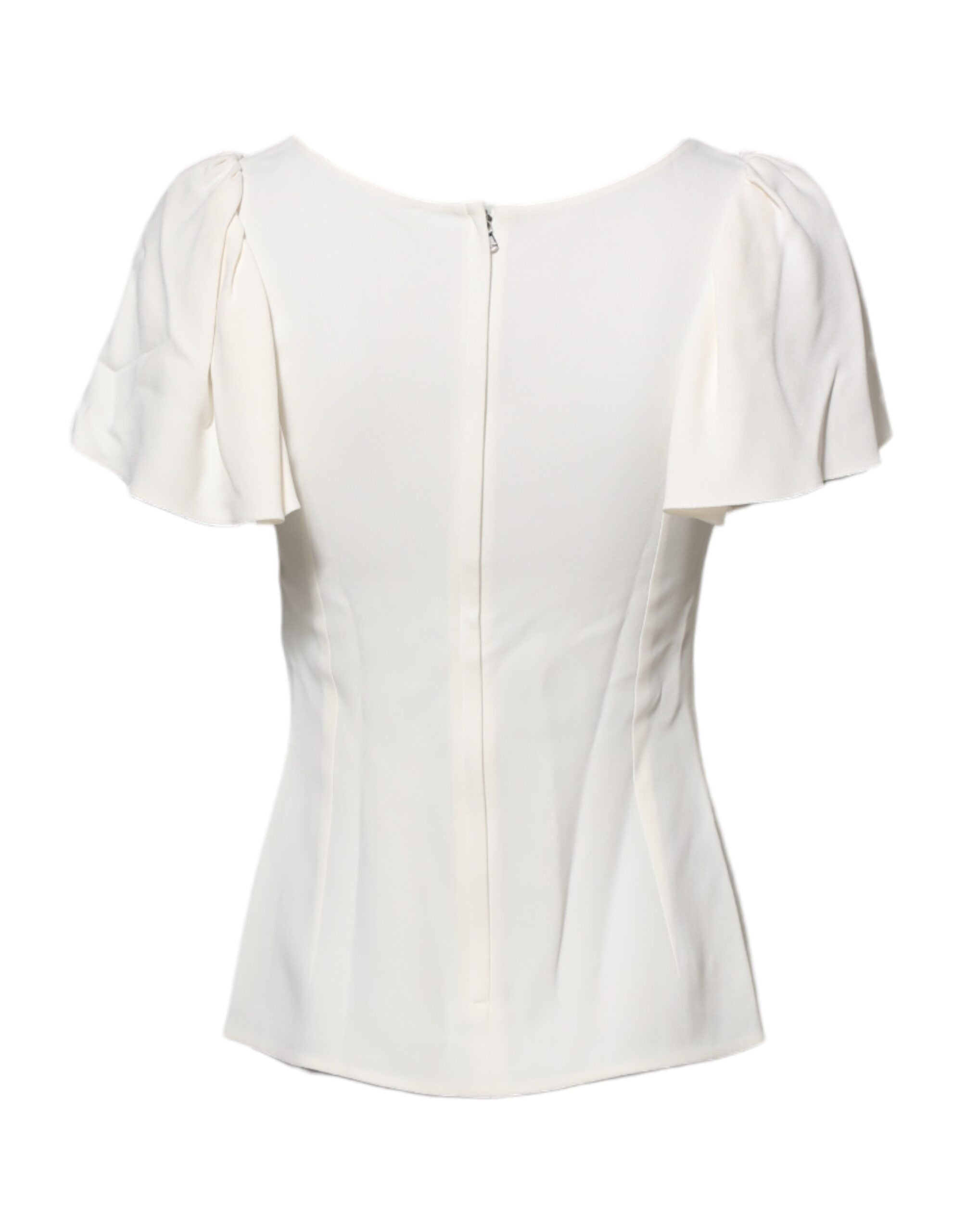 Dolce & Gabbana White Round Neck Short Sleeves Blouse Top