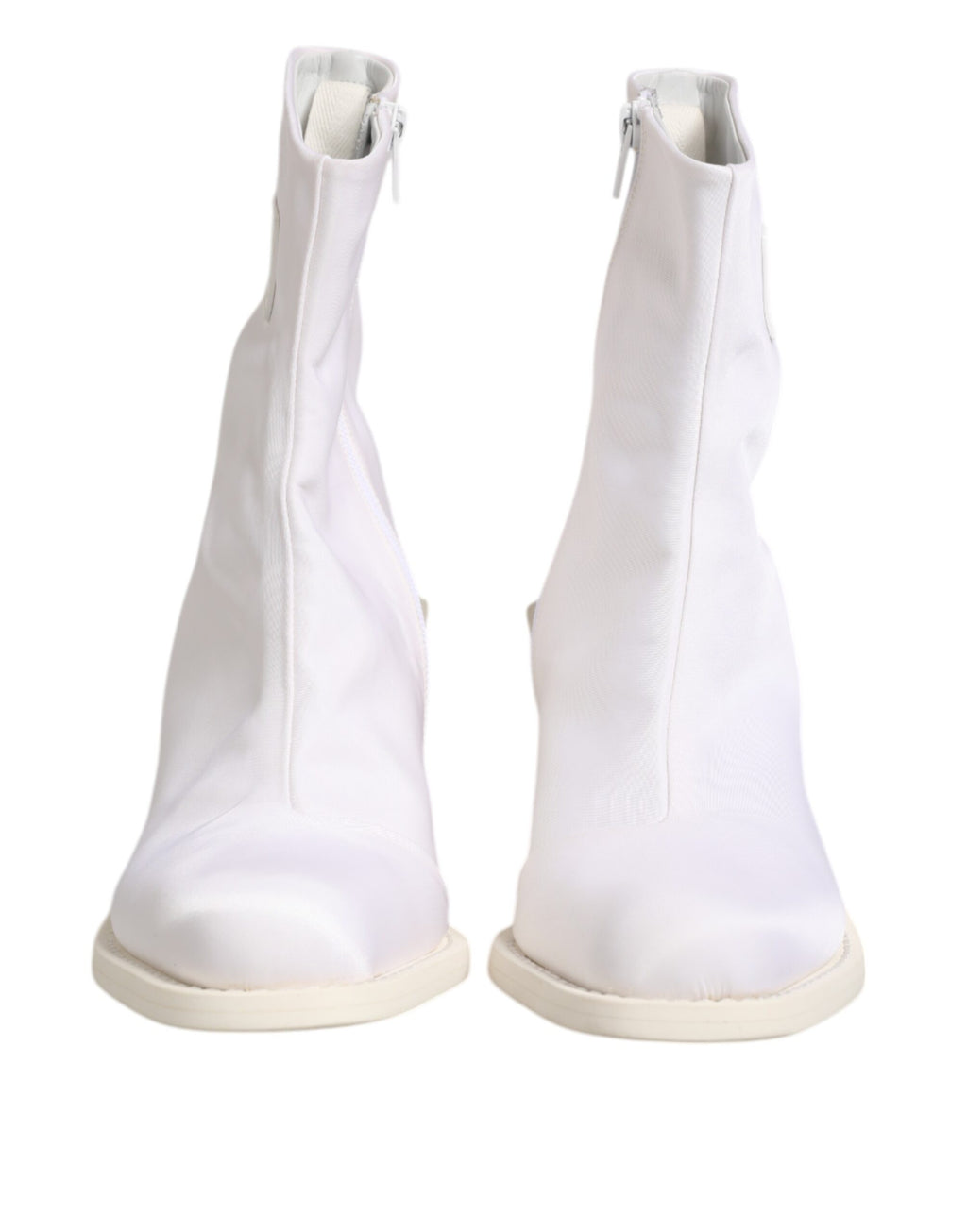 Maison Margiela – Weiße Stiefeletten mit quadratischem Absatz und Reißverschluss