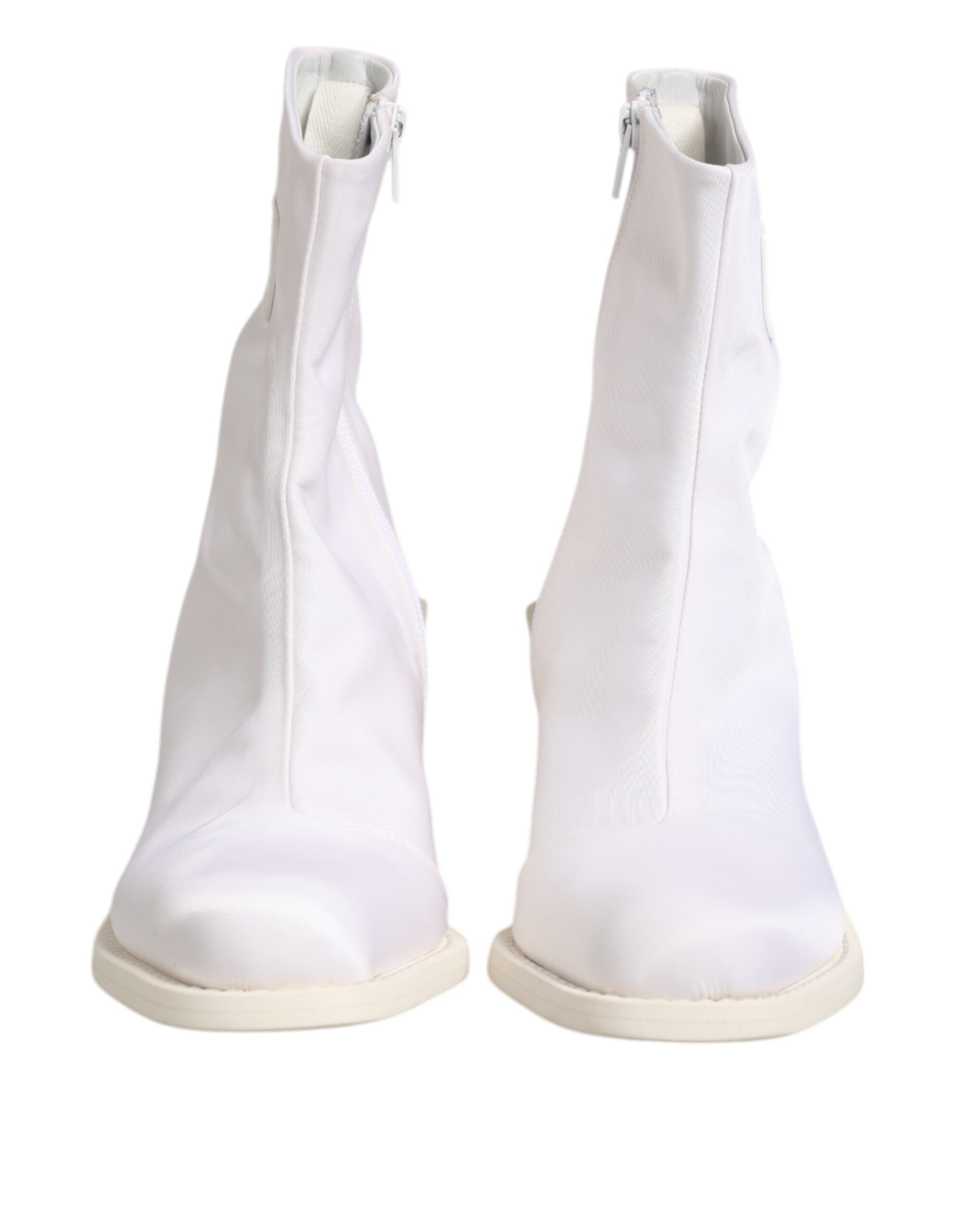 Maison Margiela – Weiße Stiefeletten mit quadratischem Absatz und Reißverschluss