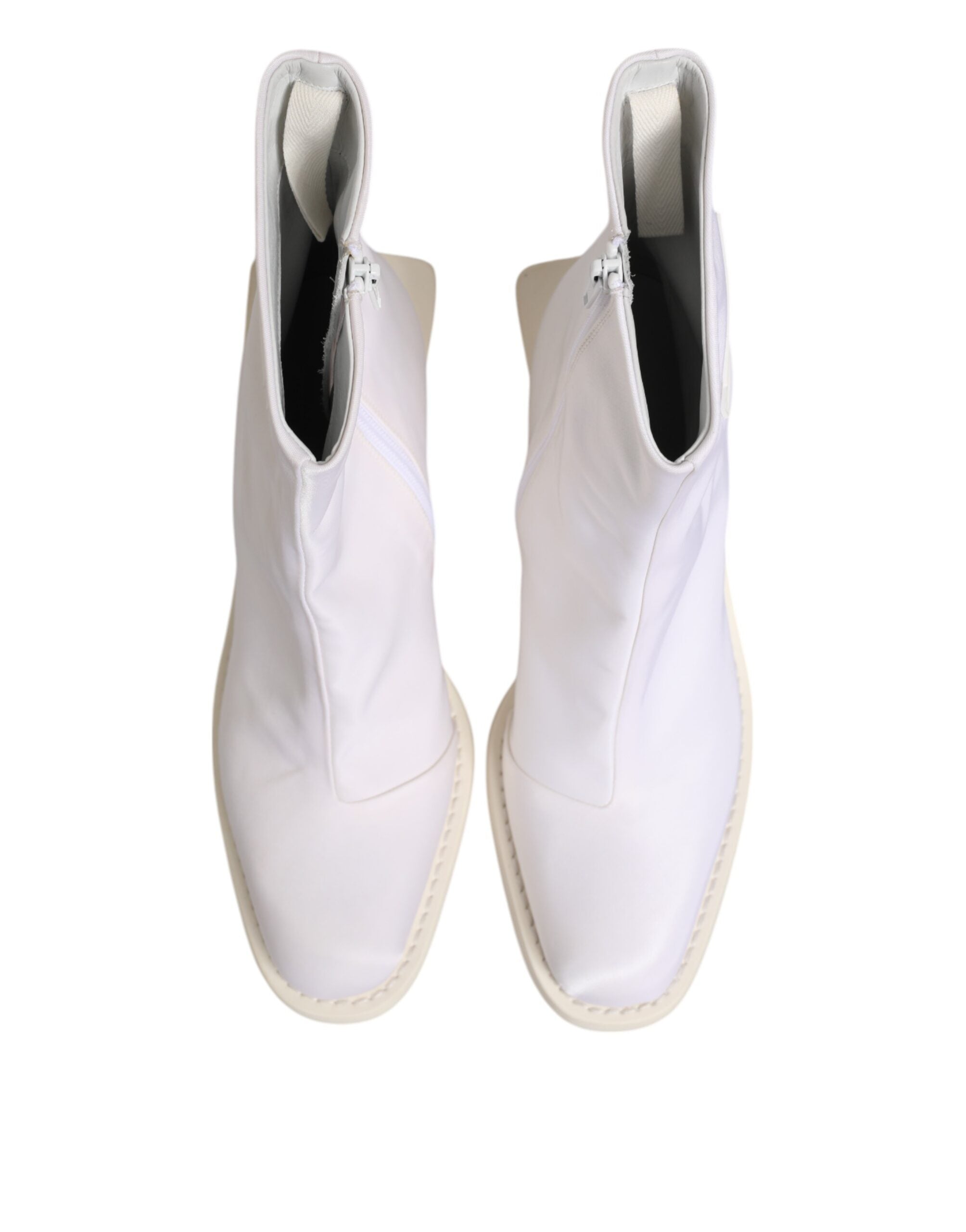 Maison Margiela – Weiße Stiefeletten mit quadratischem Absatz und Reißverschluss