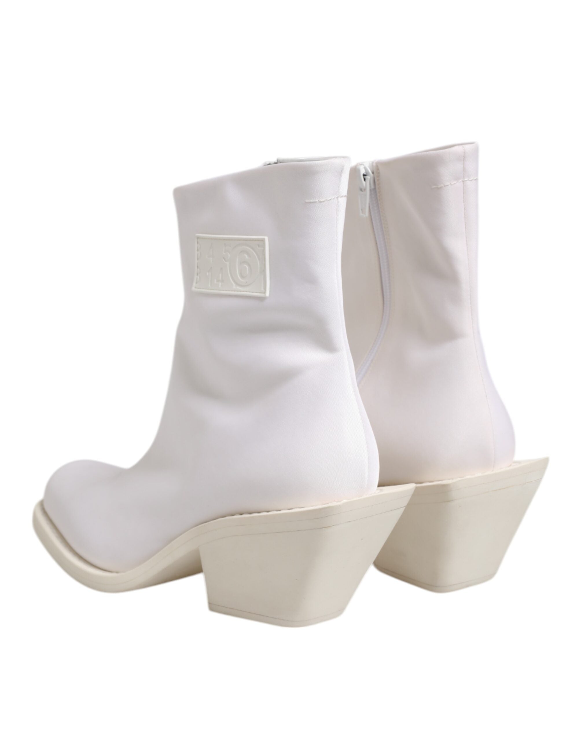 Maison Margiela – Weiße Stiefeletten mit quadratischem Absatz und Reißverschluss