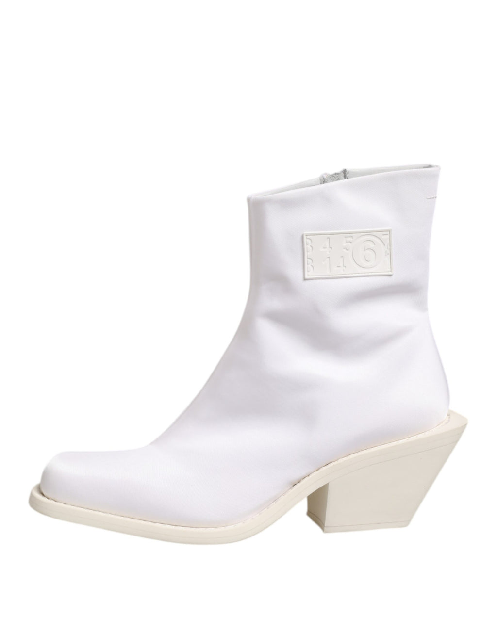 Maison Margiela – Weiße Stiefeletten mit quadratischem Absatz und Reißverschluss