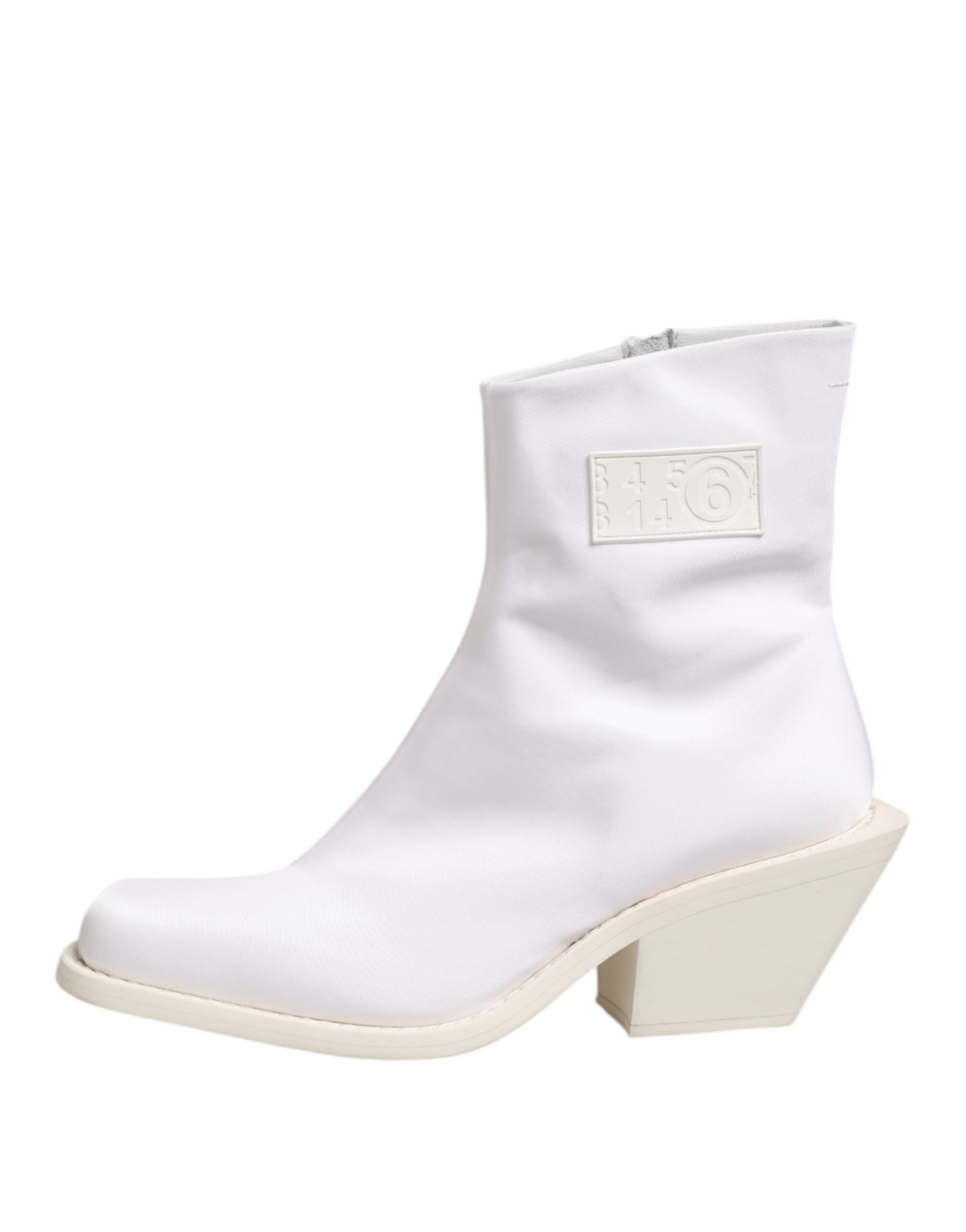 Maison Margiela – Weiße Stiefeletten mit quadratischem Absatz und Reißverschluss