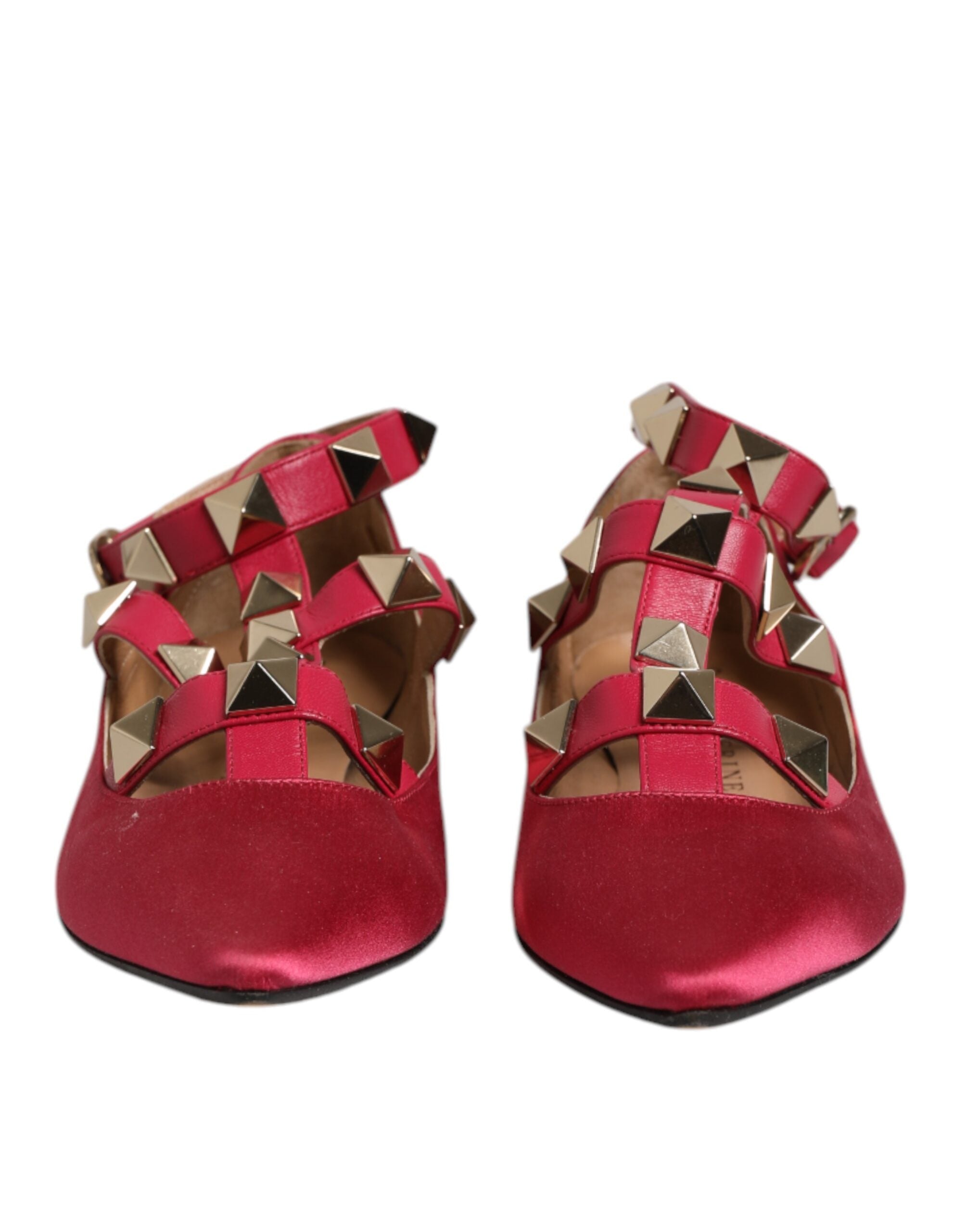 Prosperine – Ballerinas mit spitzer Zehenpartie in Rot und Gold mit Nieten