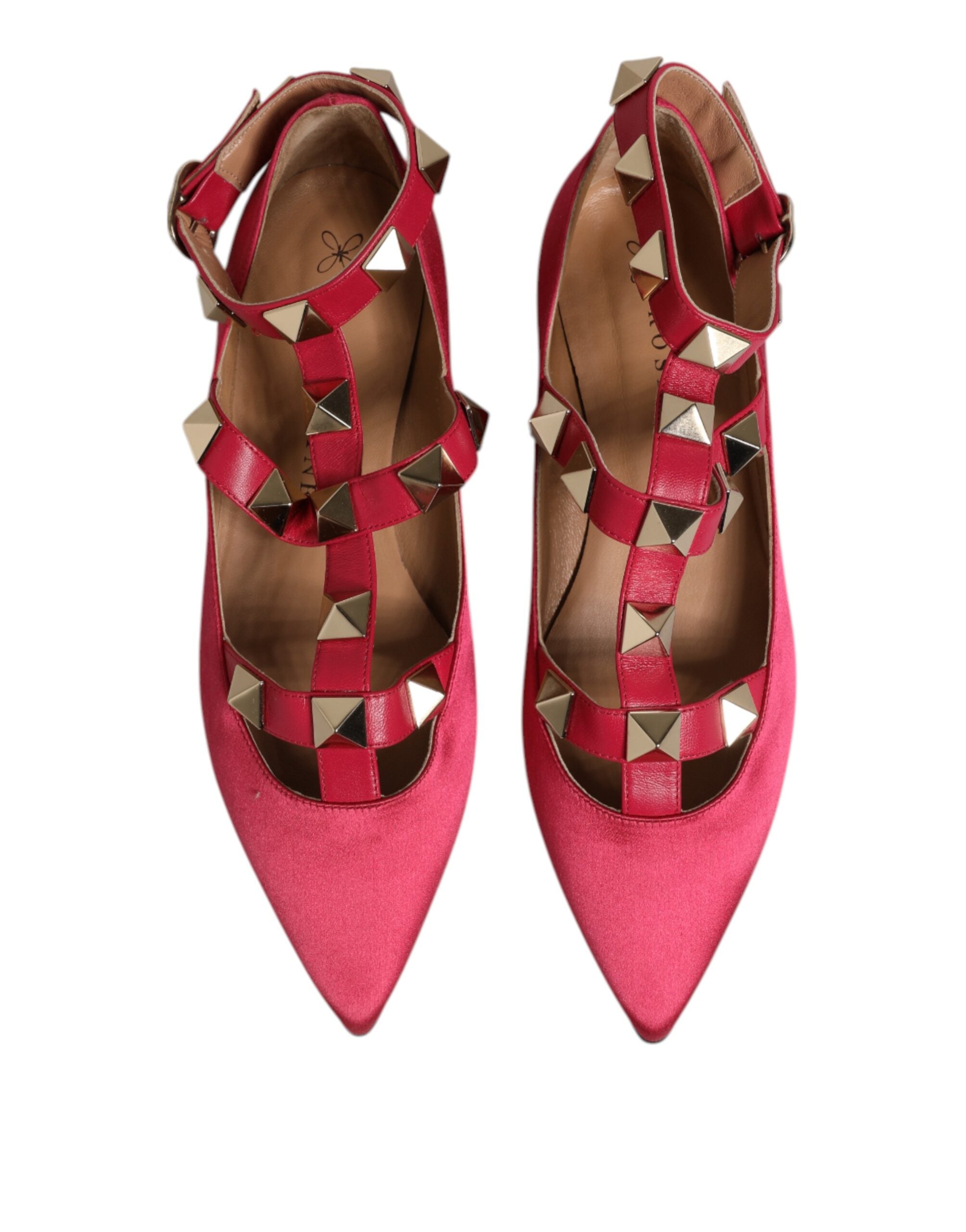 Prosperine – Ballerinas mit spitzer Zehenpartie in Rot und Gold mit Nieten