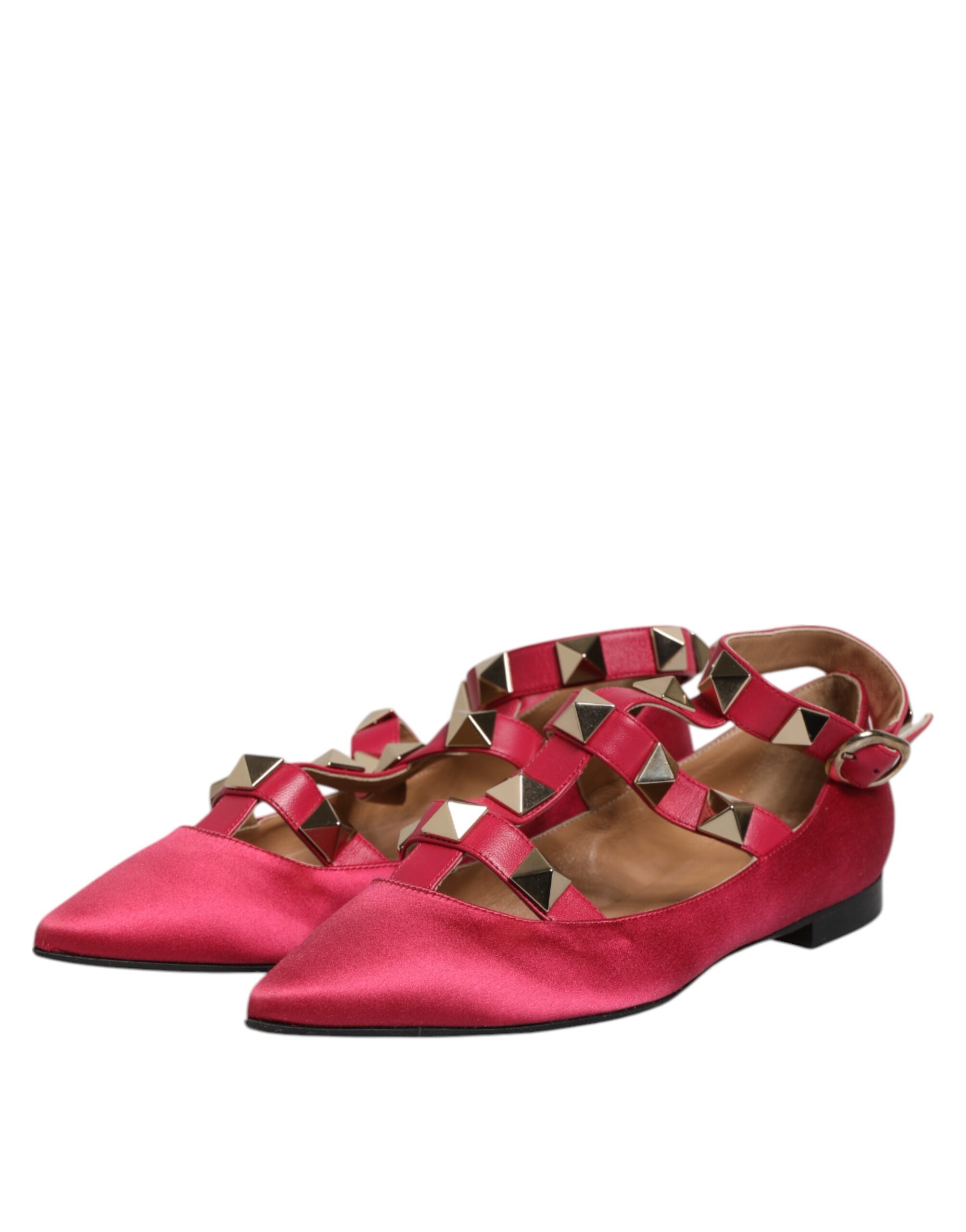 Prosperine – Ballerinas mit spitzer Zehenpartie in Rot und Gold mit Nieten