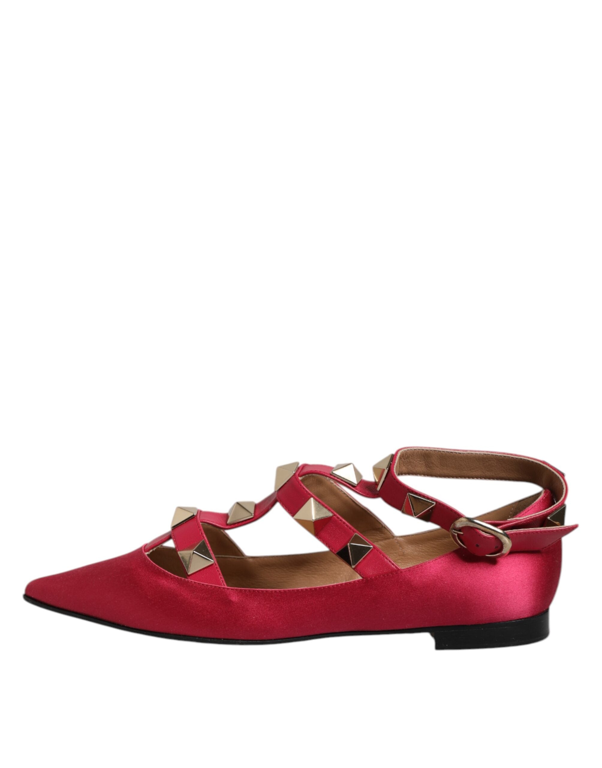 Prosperine – Ballerinas mit spitzer Zehenpartie in Rot und Gold mit Nieten