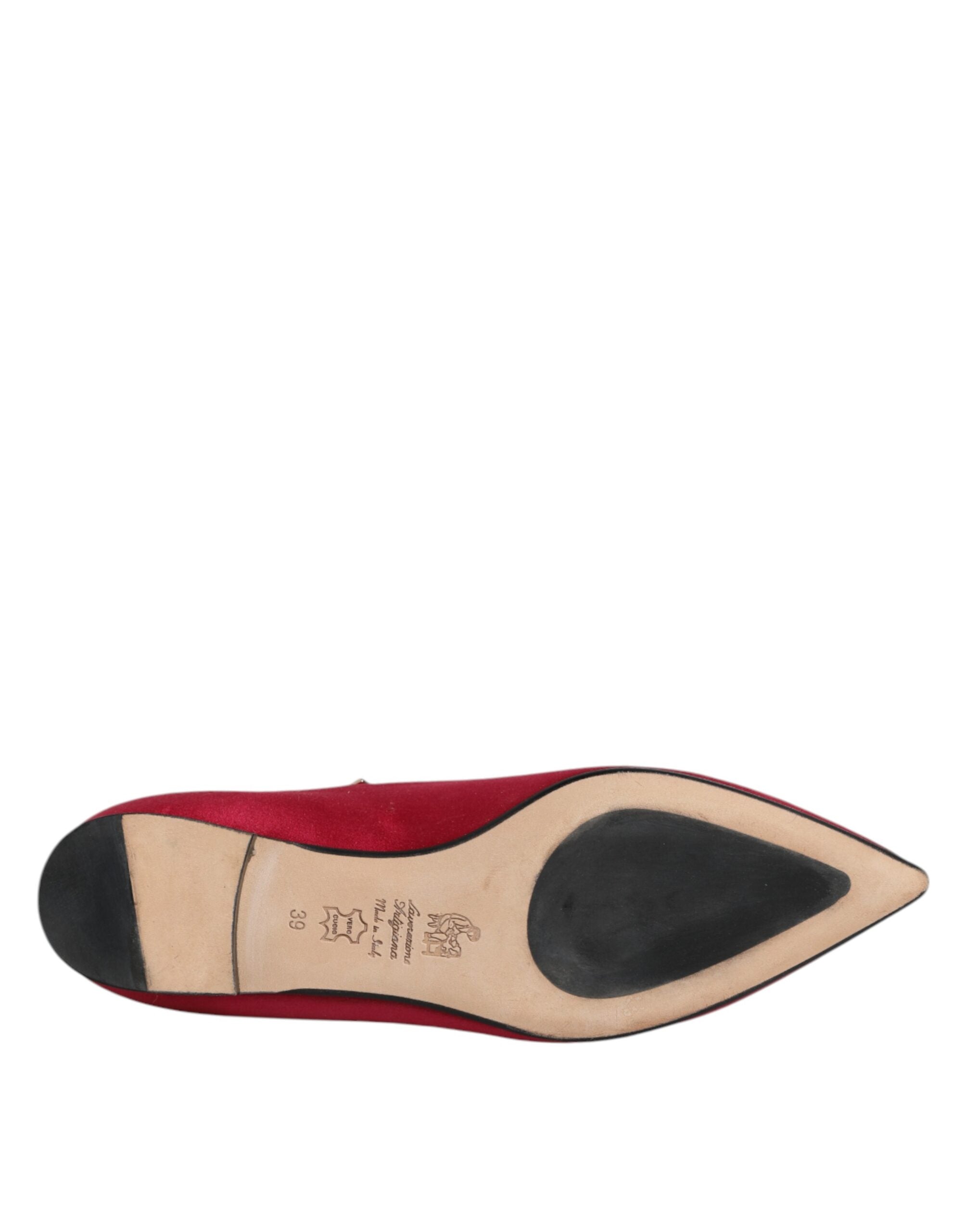 Prosperine – Ballerinas mit spitzer Zehenpartie in Rot und Gold mit Nieten