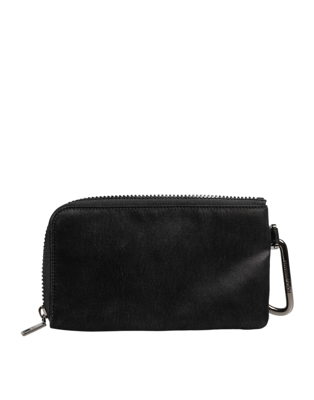Dolce &amp; Gabbana – Schwarze Clutch aus Nylon mit Schlüsselanhänger und Logo-Schild