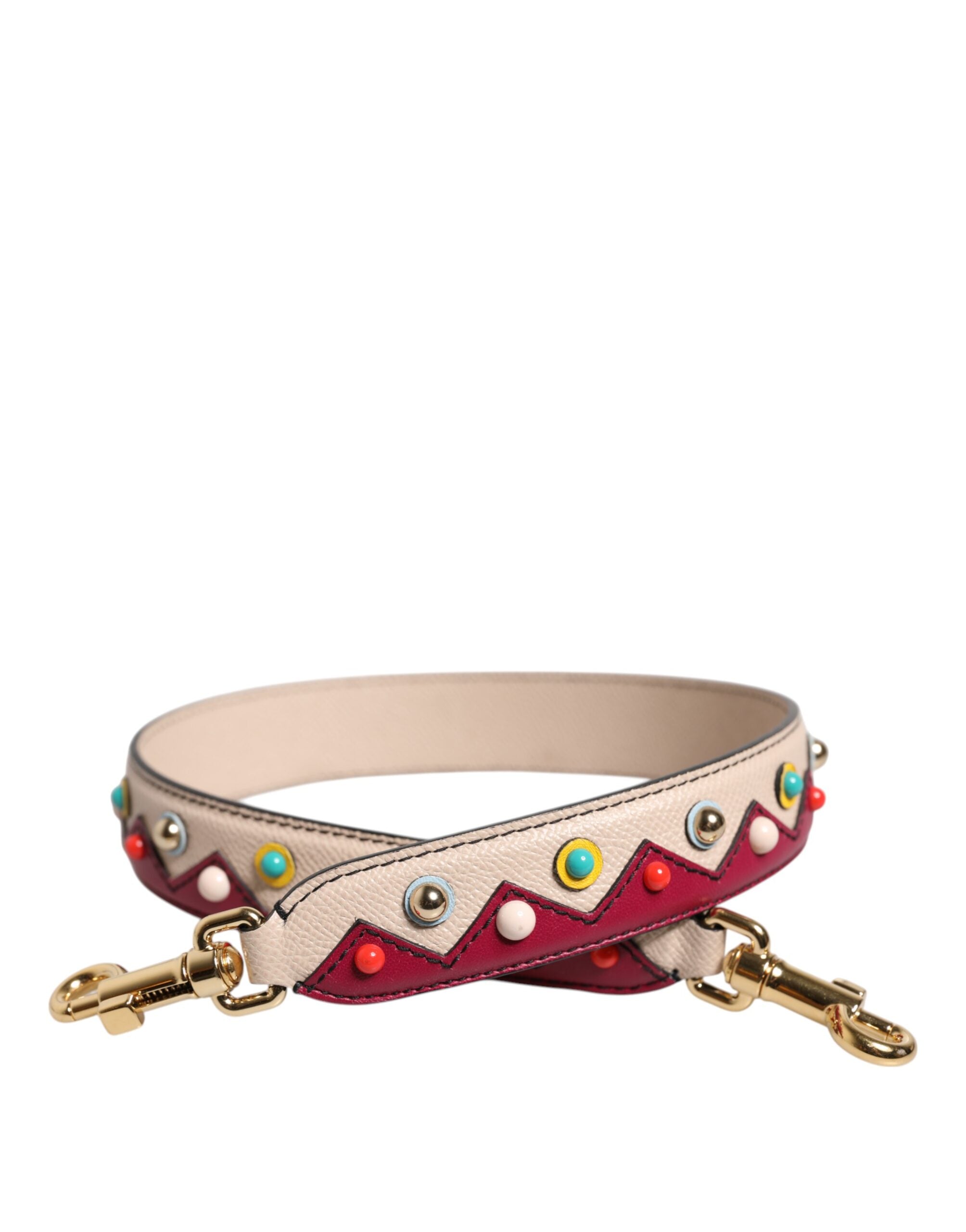 Dolce &amp; Gabbana Beige Rot Leder Handtasche Zubehör Schultergurt