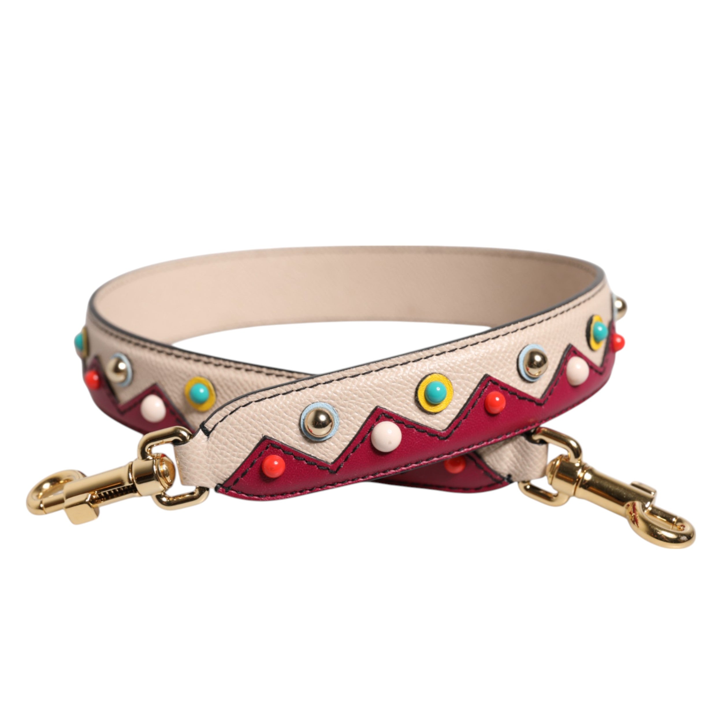 Dolce &amp; Gabbana Beige Rot Leder Handtasche Zubehör Schultergurt