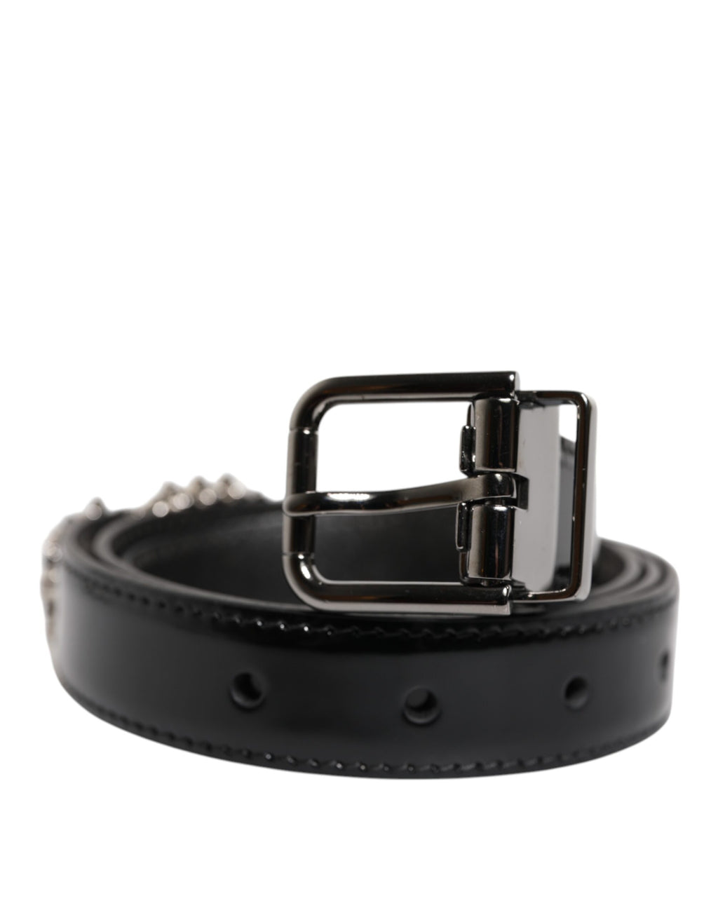 Dolce &amp; Gabbana – Schwarzer Gürtel mit verzierter Logoschnalle aus Metall