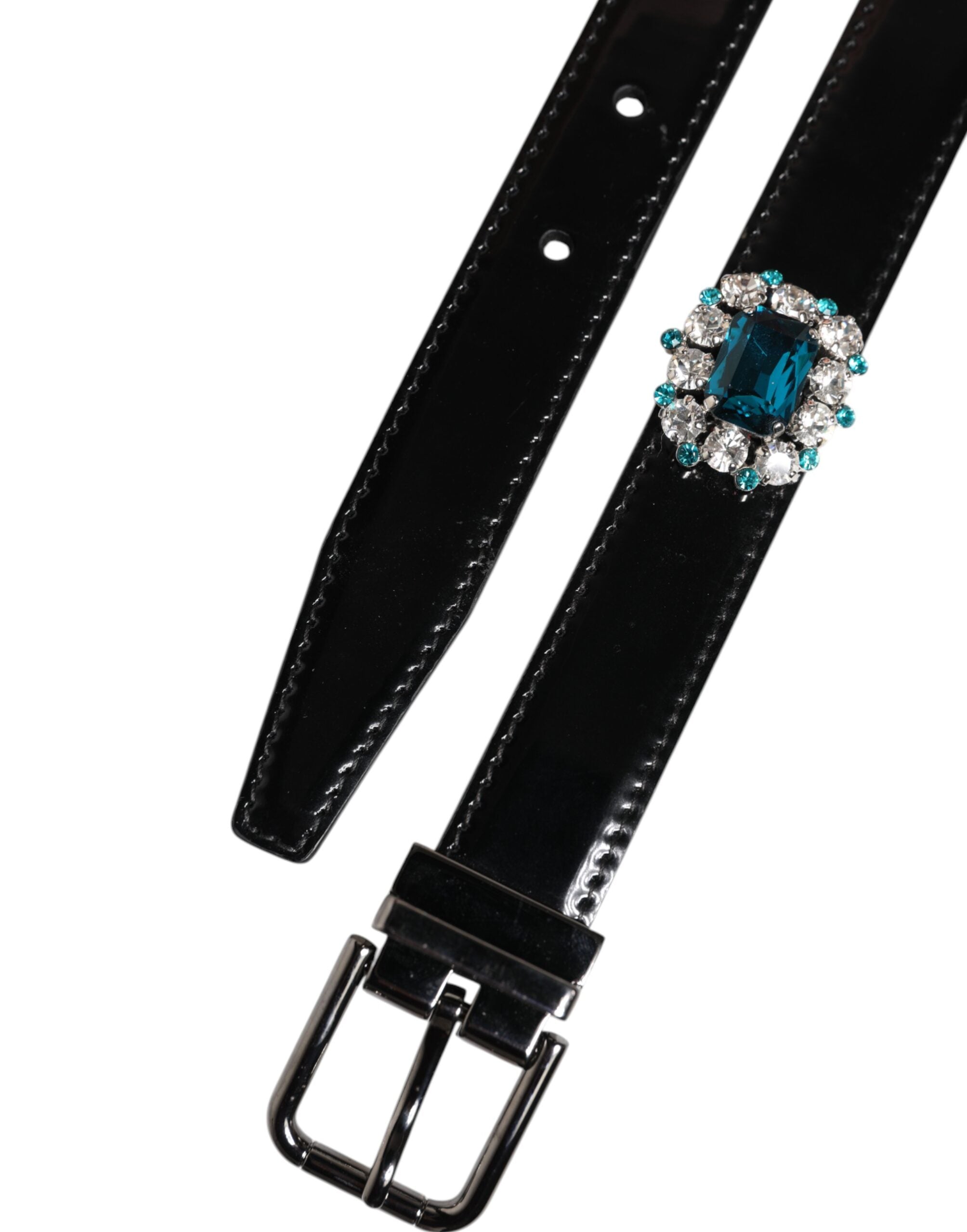 Dolce &amp; Gabbana – Schwarzer Gürtel mit verzierter Logoschnalle aus Metall