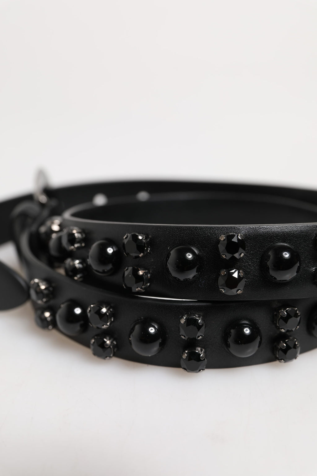 Dolce &amp; Gabbana – Schwarzer Ledergürtel mit Metall-Logoschnalle und Nieten