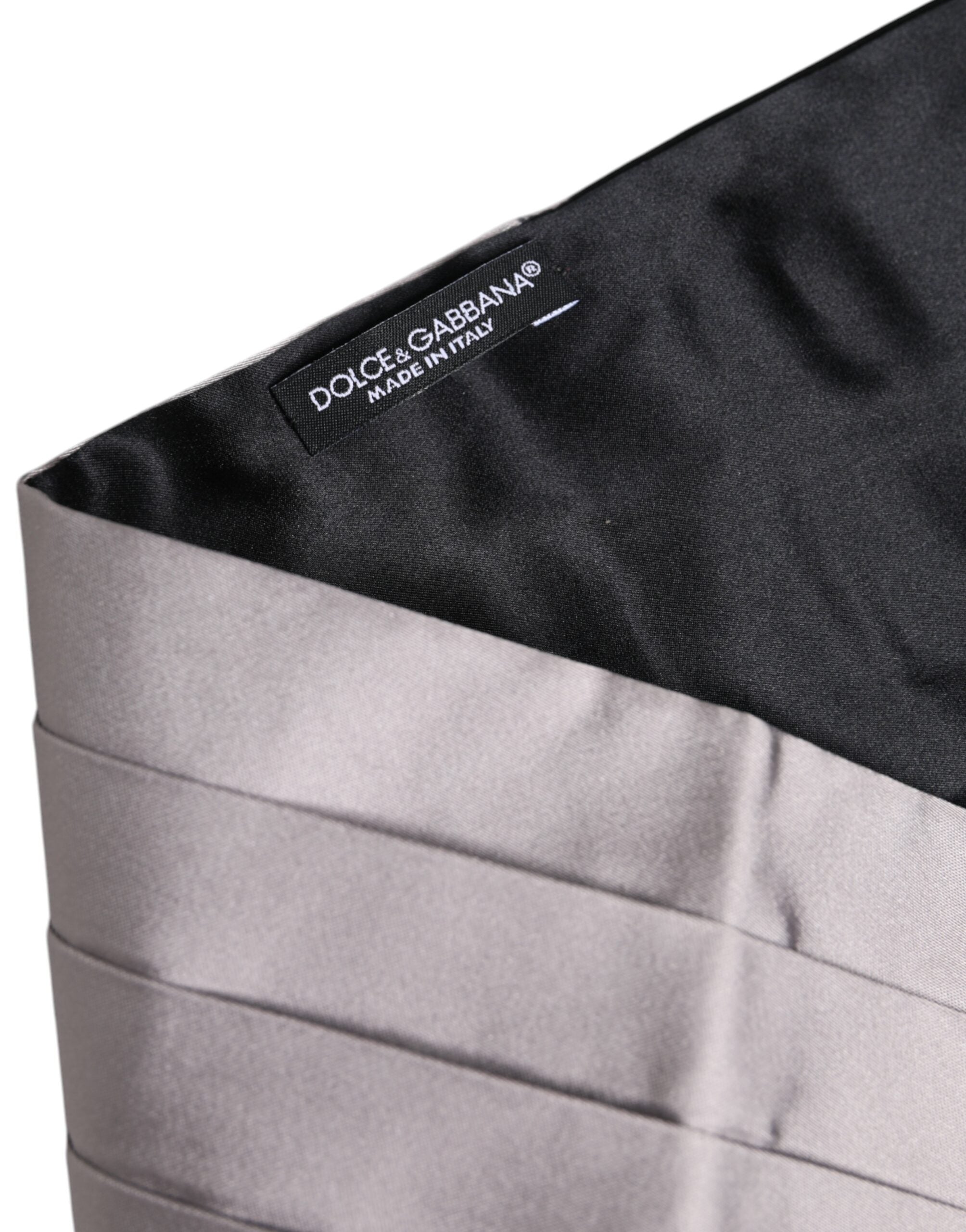 Dolce &amp; Gabbana Grauer Herrengürtel aus 100 % Seide, breiter Taillen-Kummerbund