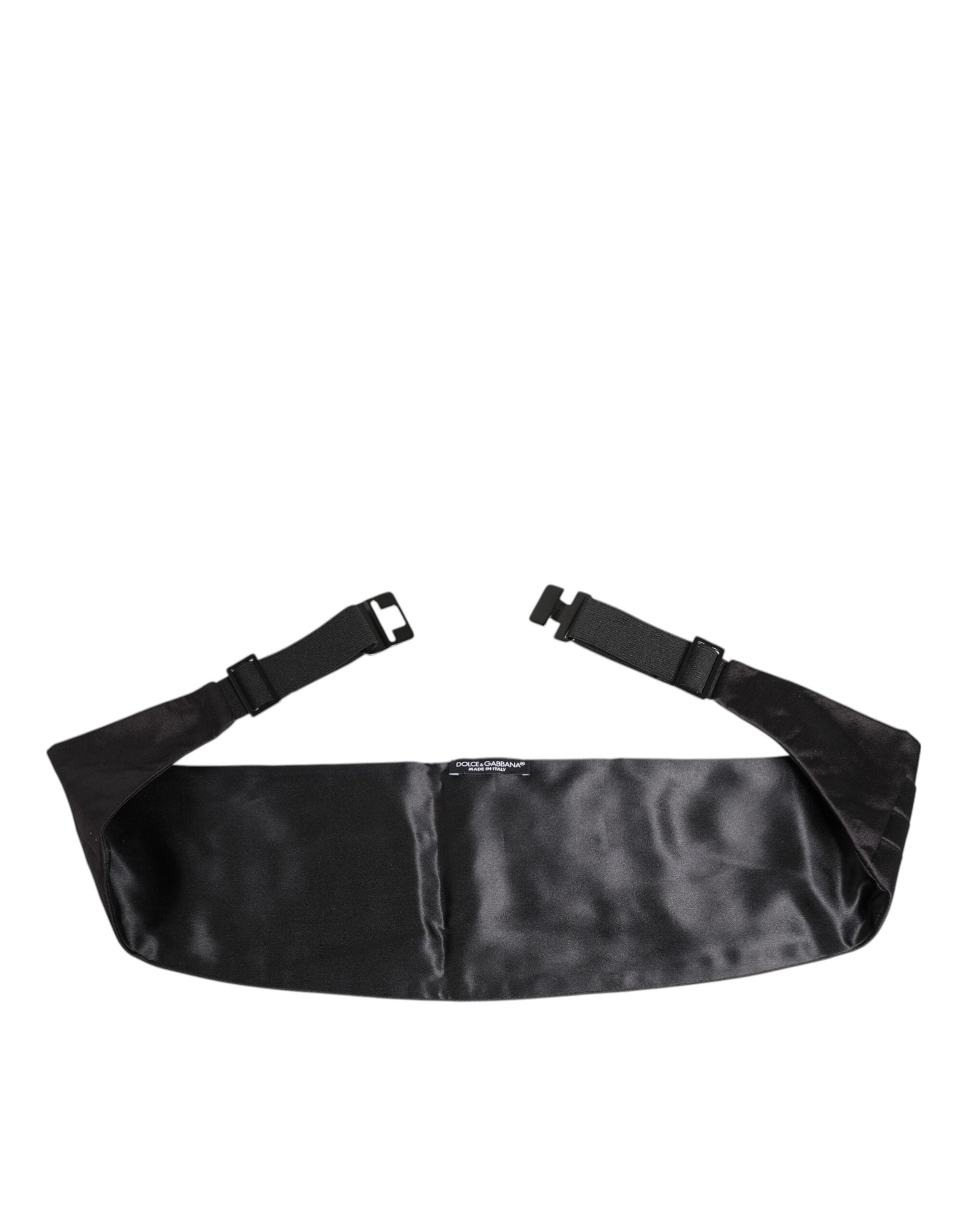 Dolce &amp; Gabbana Schwarzer Herrengürtel aus 100 % Seide, breiter Kummerbund