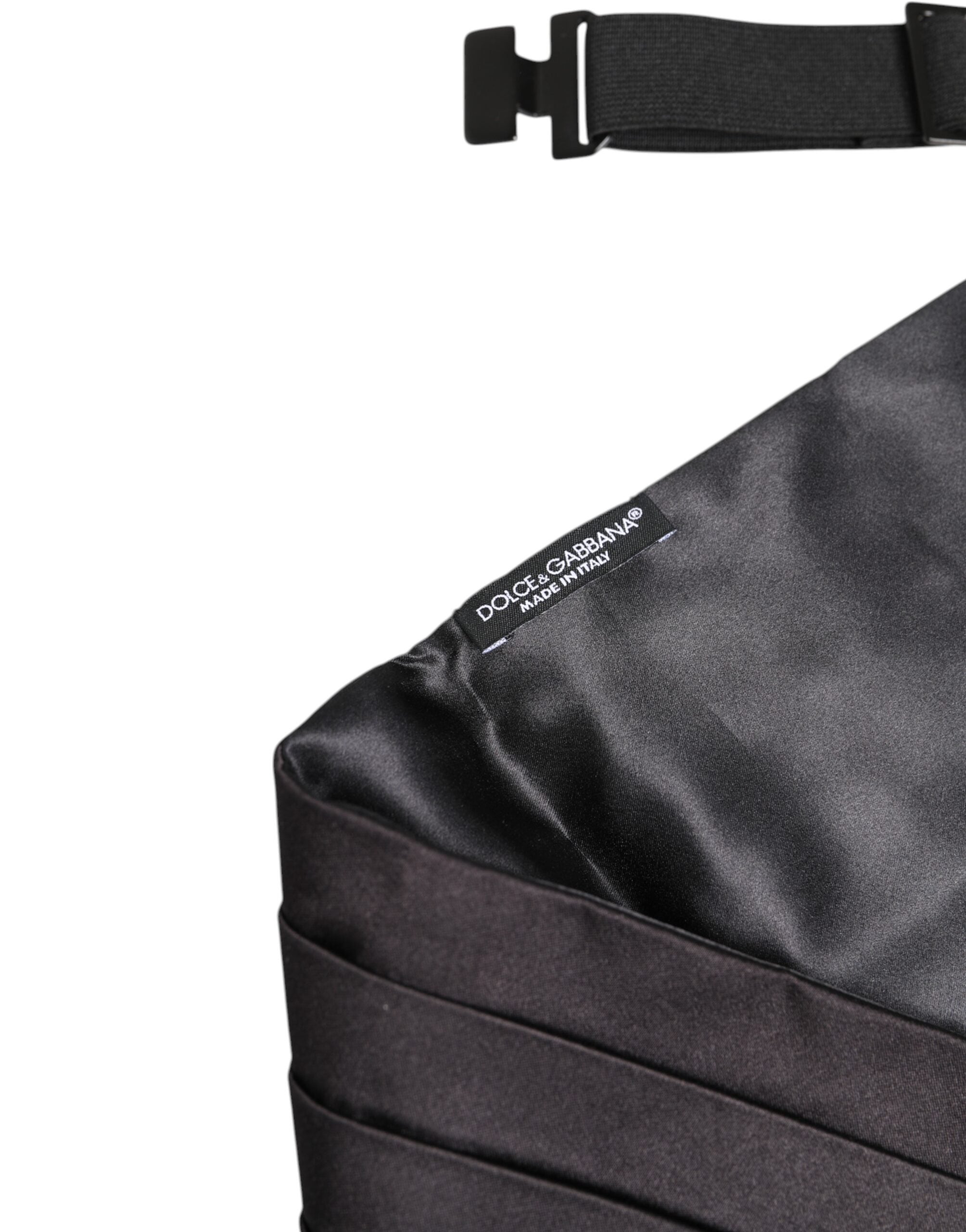 Dolce &amp; Gabbana Schwarzer Herrengürtel aus 100 % Seide, breiter Kummerbund