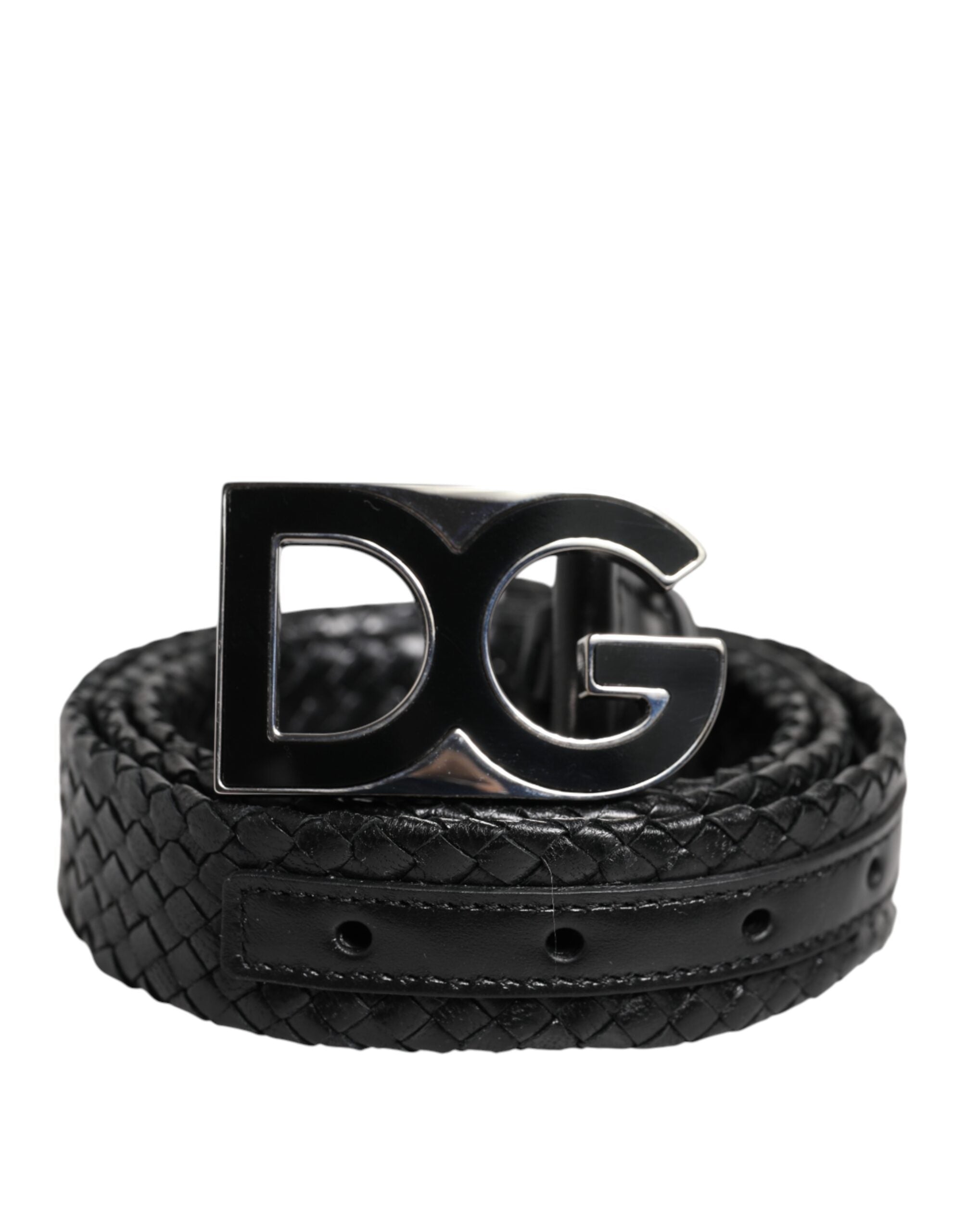 Dolce &amp; Gabbana Schwarzer klassischer Ledergürtel mit DG-Logoschnalle