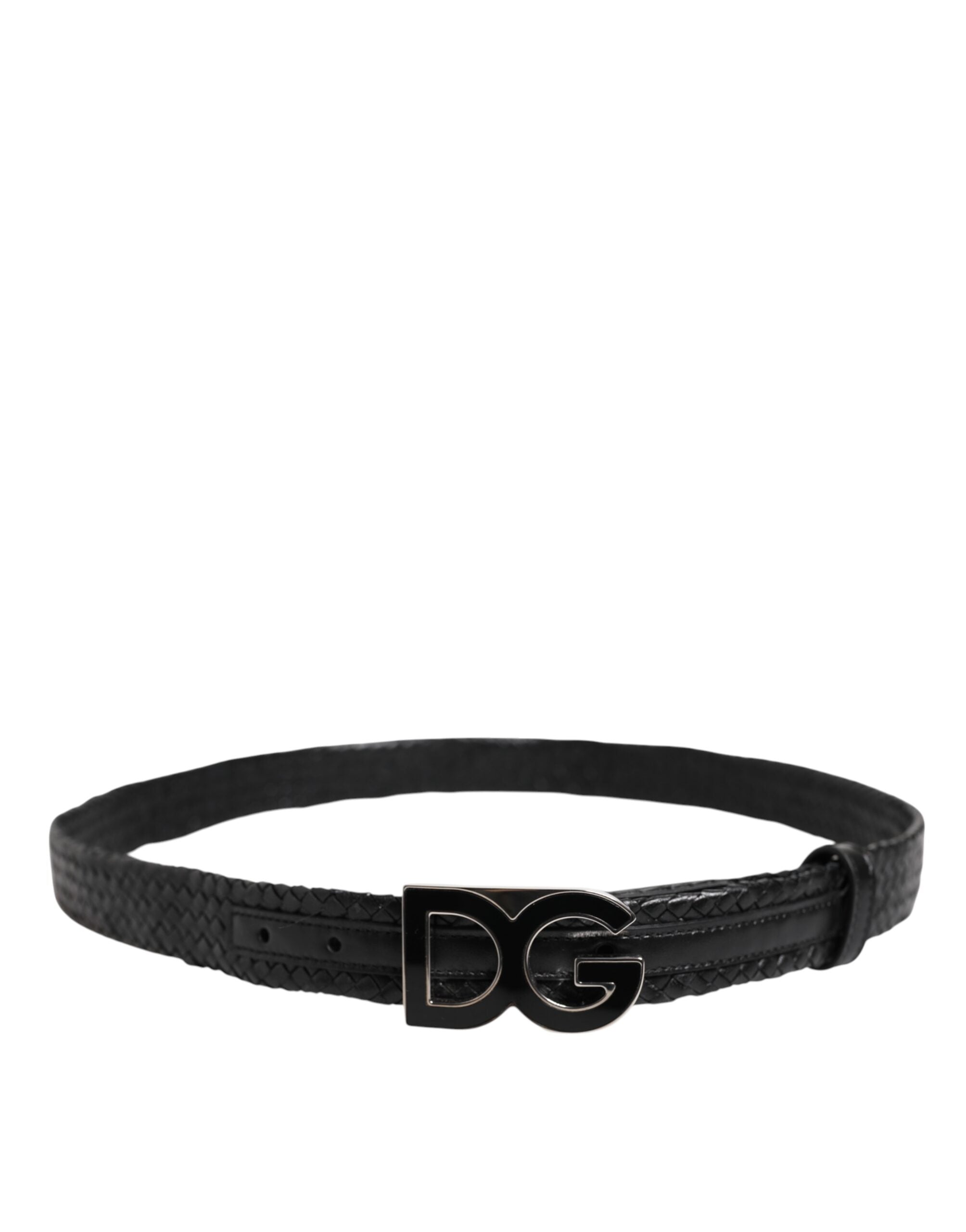 Dolce &amp; Gabbana Schwarzer klassischer Ledergürtel mit DG-Logoschnalle