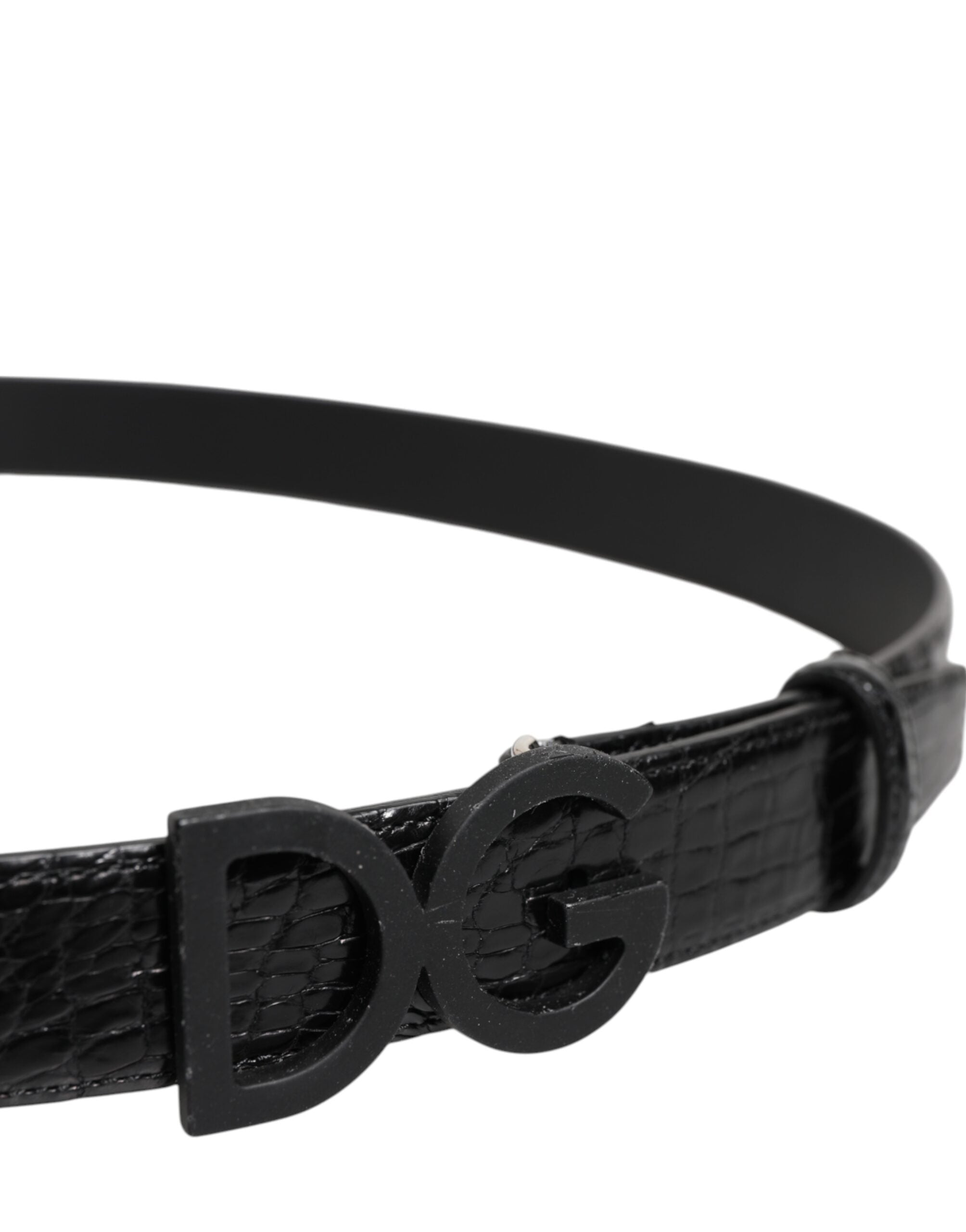 Dolce &amp; Gabbana Schwarzer Ledergürtel mit klassischer DG-Schnalle aus Metall