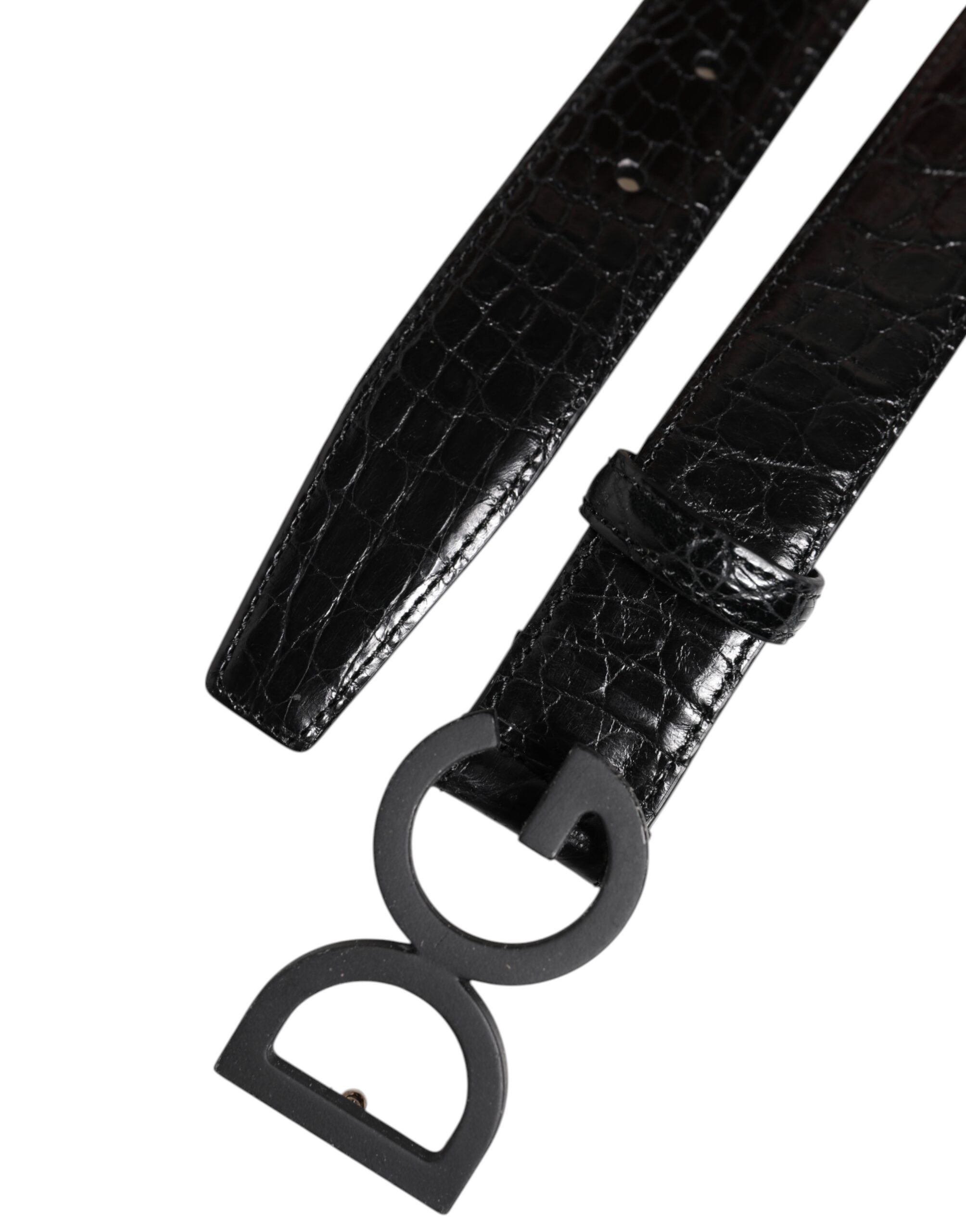 Dolce &amp; Gabbana Schwarzer Ledergürtel mit klassischer DG-Schnalle aus Metall