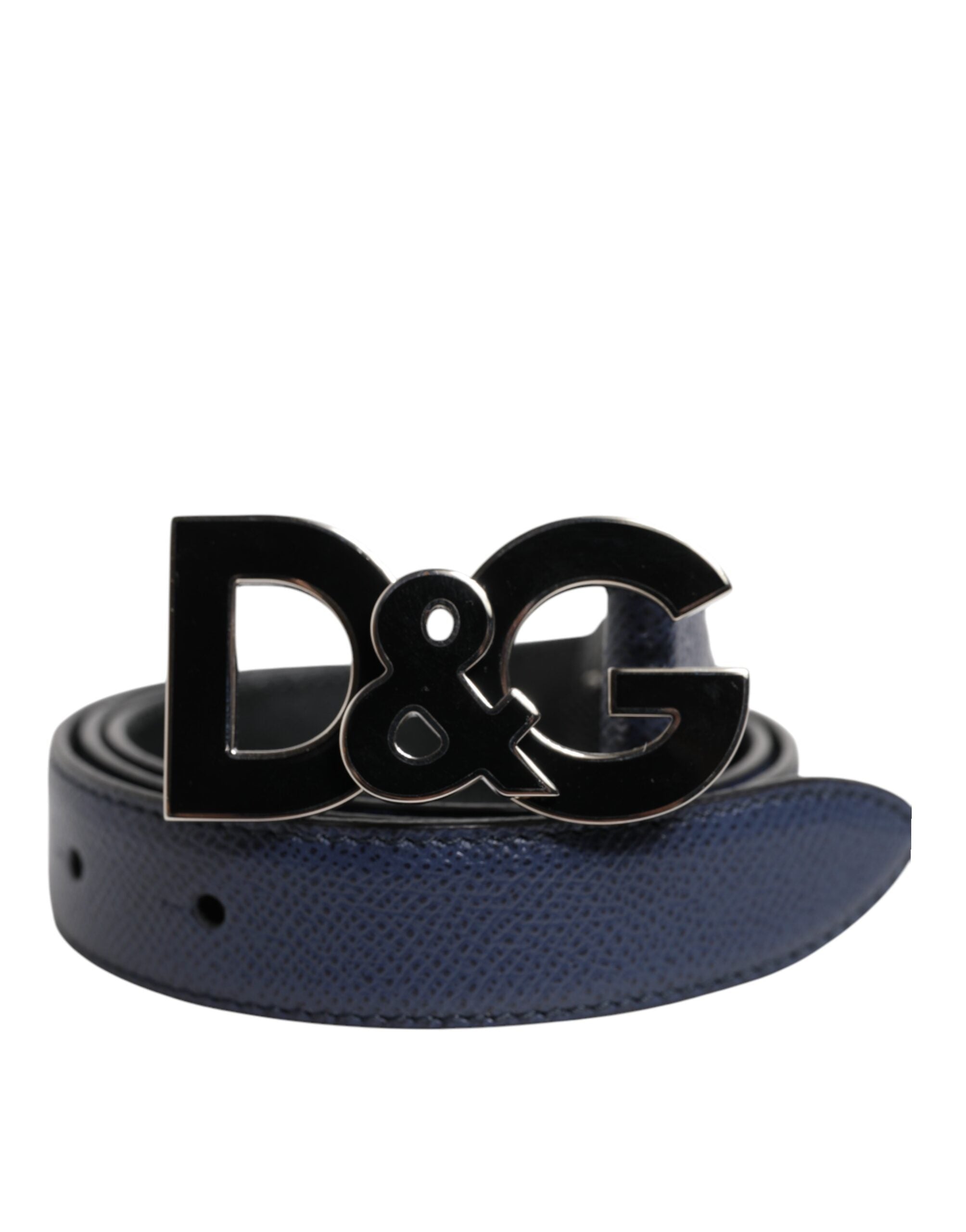 Dolce &amp; Gabbana Blauer Ledergürtel mit klassischer Metallschnalle mit DG-Logo