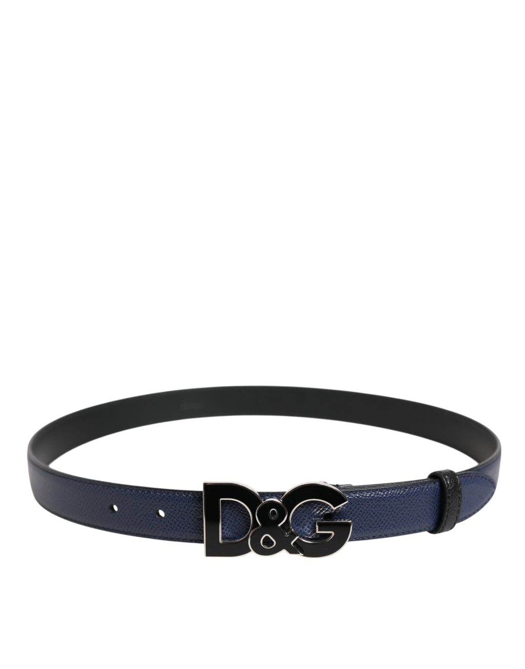 Dolce &amp; Gabbana Blauer Ledergürtel mit klassischer Metallschnalle mit DG-Logo