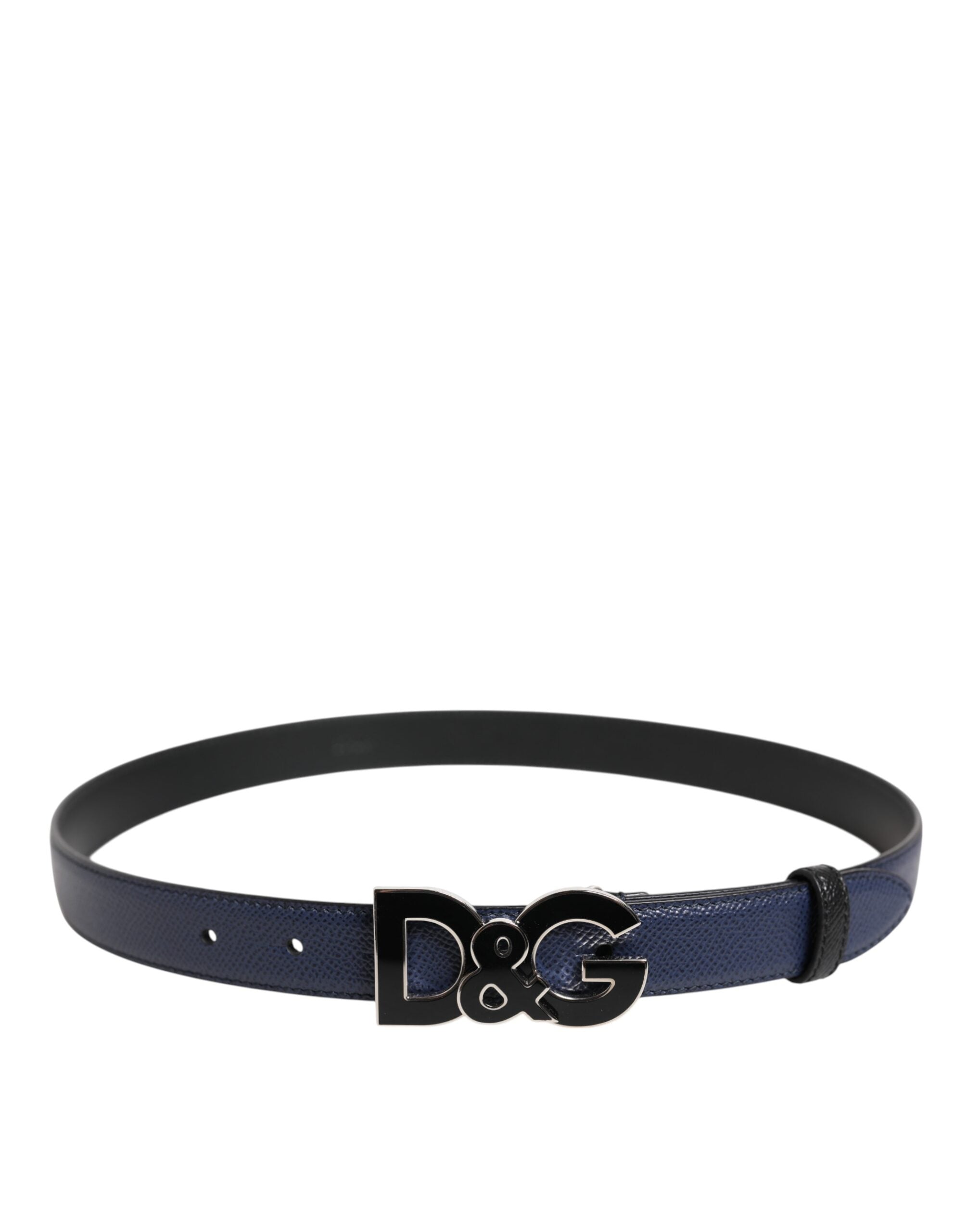 Dolce &amp; Gabbana Blauer Ledergürtel mit klassischer Metallschnalle mit DG-Logo