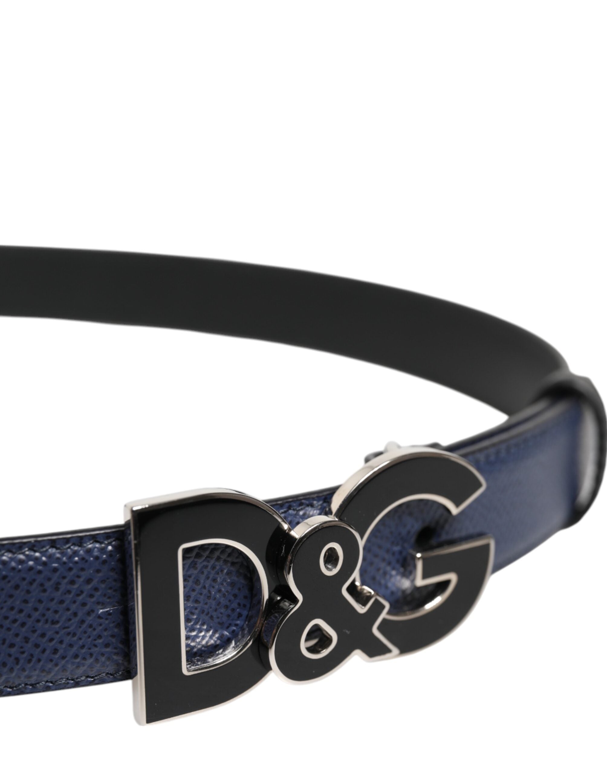 Dolce &amp; Gabbana Blauer Ledergürtel mit klassischer Metallschnalle mit DG-Logo