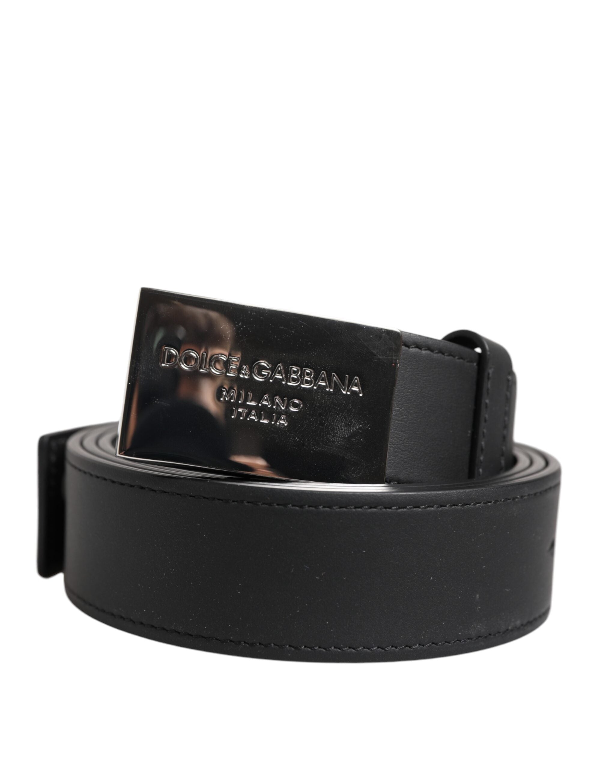 Dolce &amp; Gabbana – Klassischer Gürtel aus schwarzem Leder mit Metall-Logoschnalle