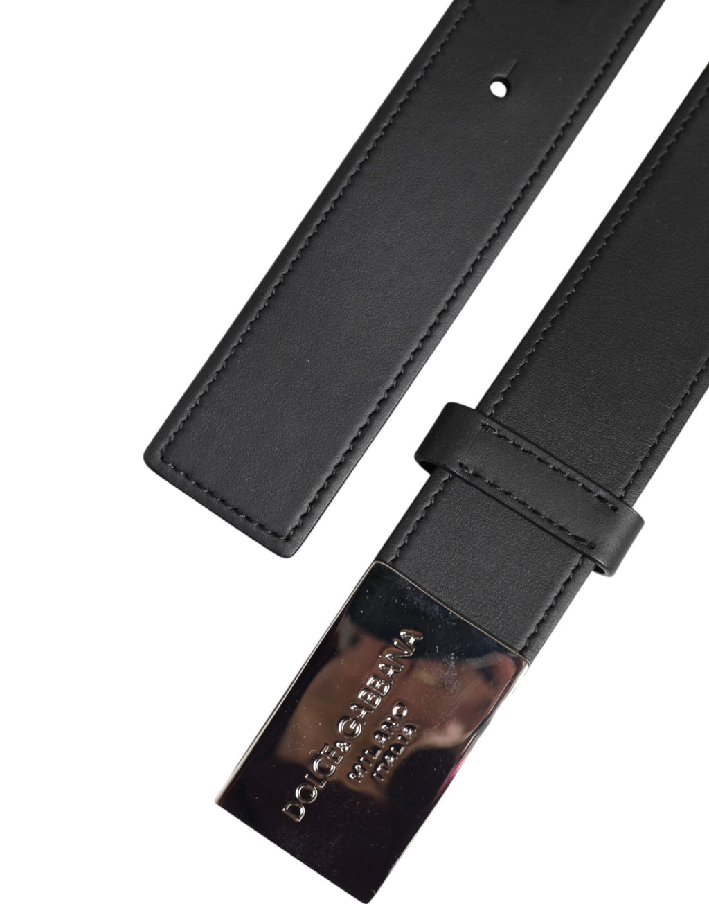 Dolce &amp; Gabbana – Klassischer Gürtel aus schwarzem Leder mit Metall-Logoschnalle