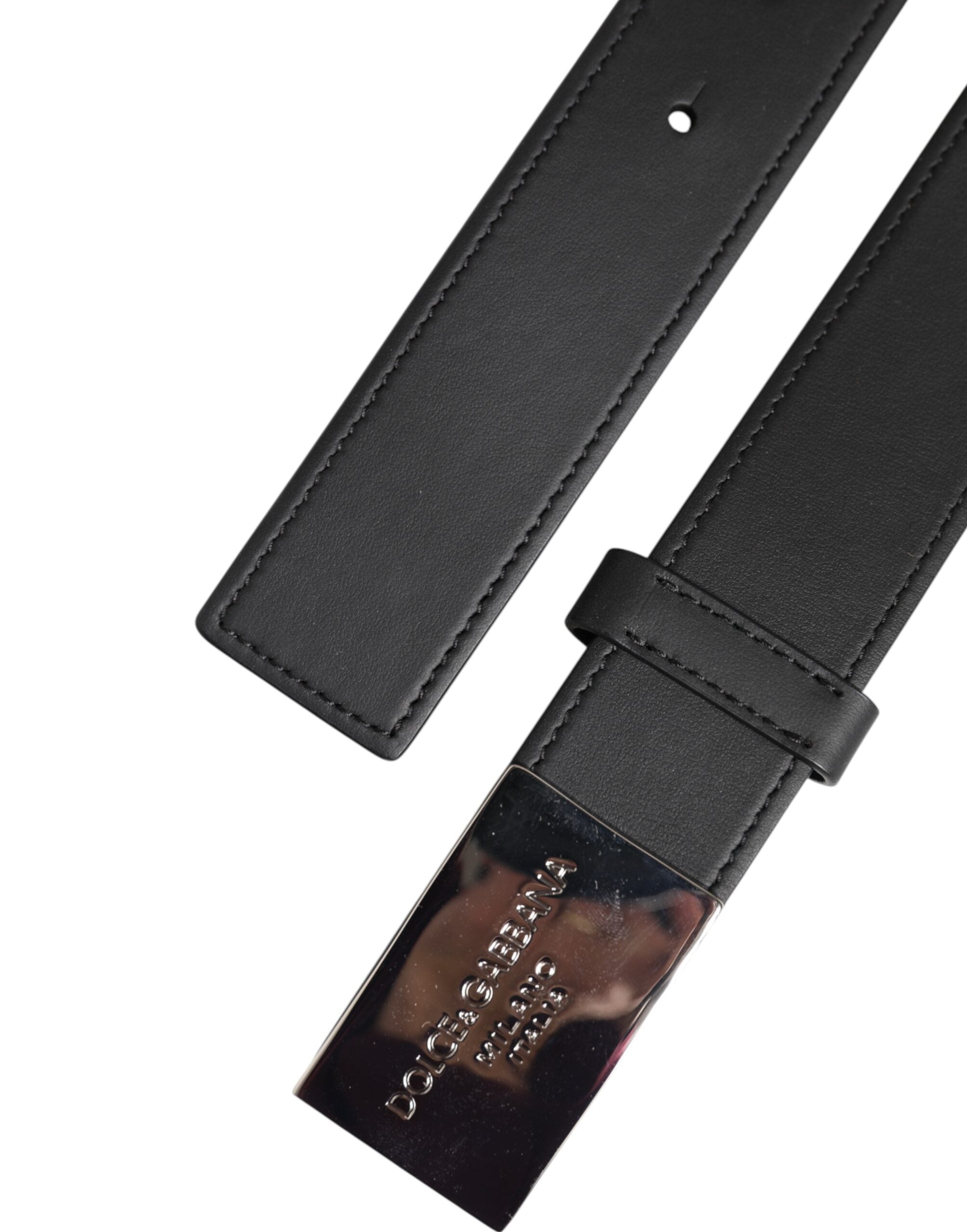 Dolce &amp; Gabbana – Klassischer Gürtel aus schwarzem Leder mit Metall-Logoschnalle