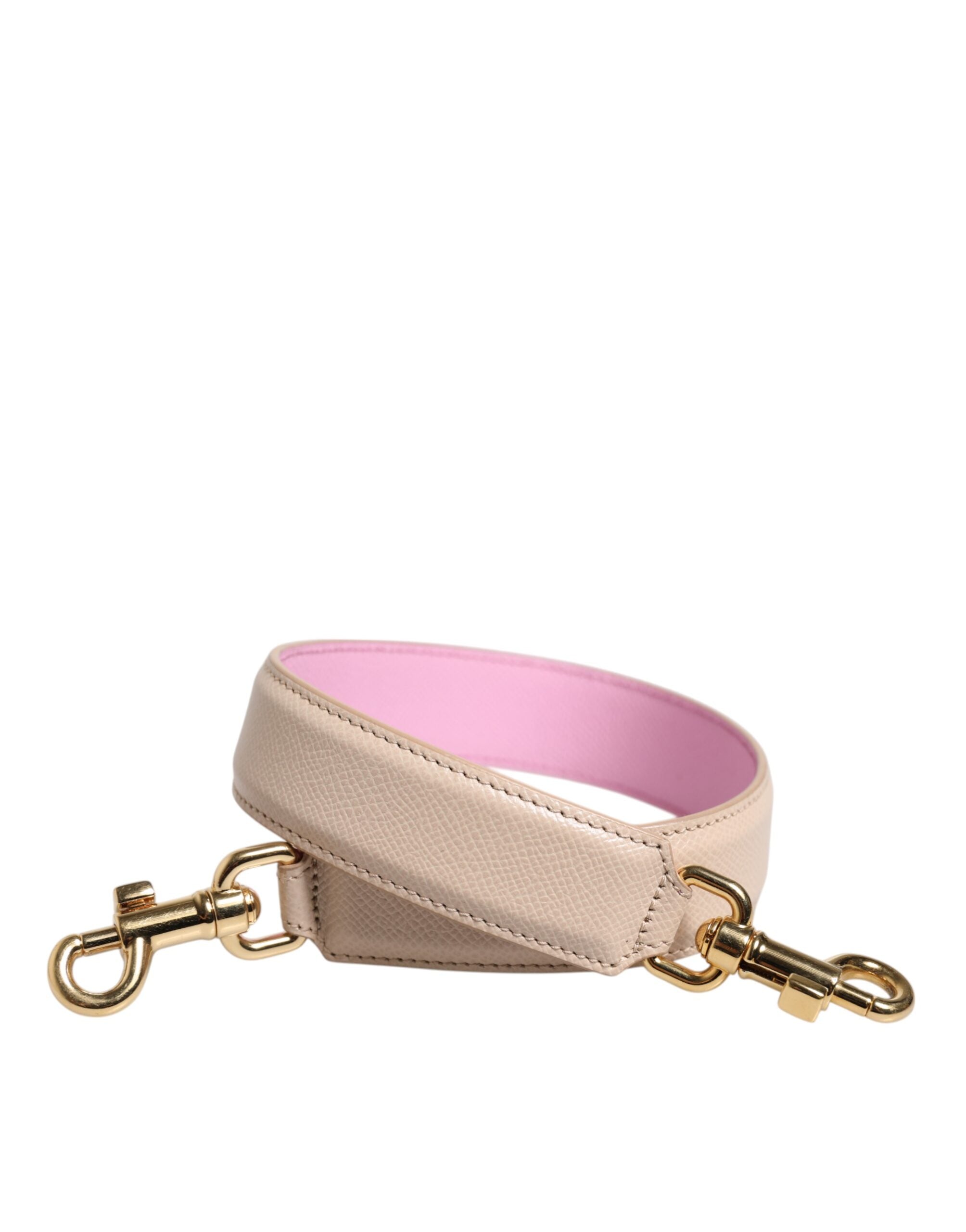 Dolce &amp; Gabbana Beige Rosa Leder Handtasche Zubehör Schultergurt