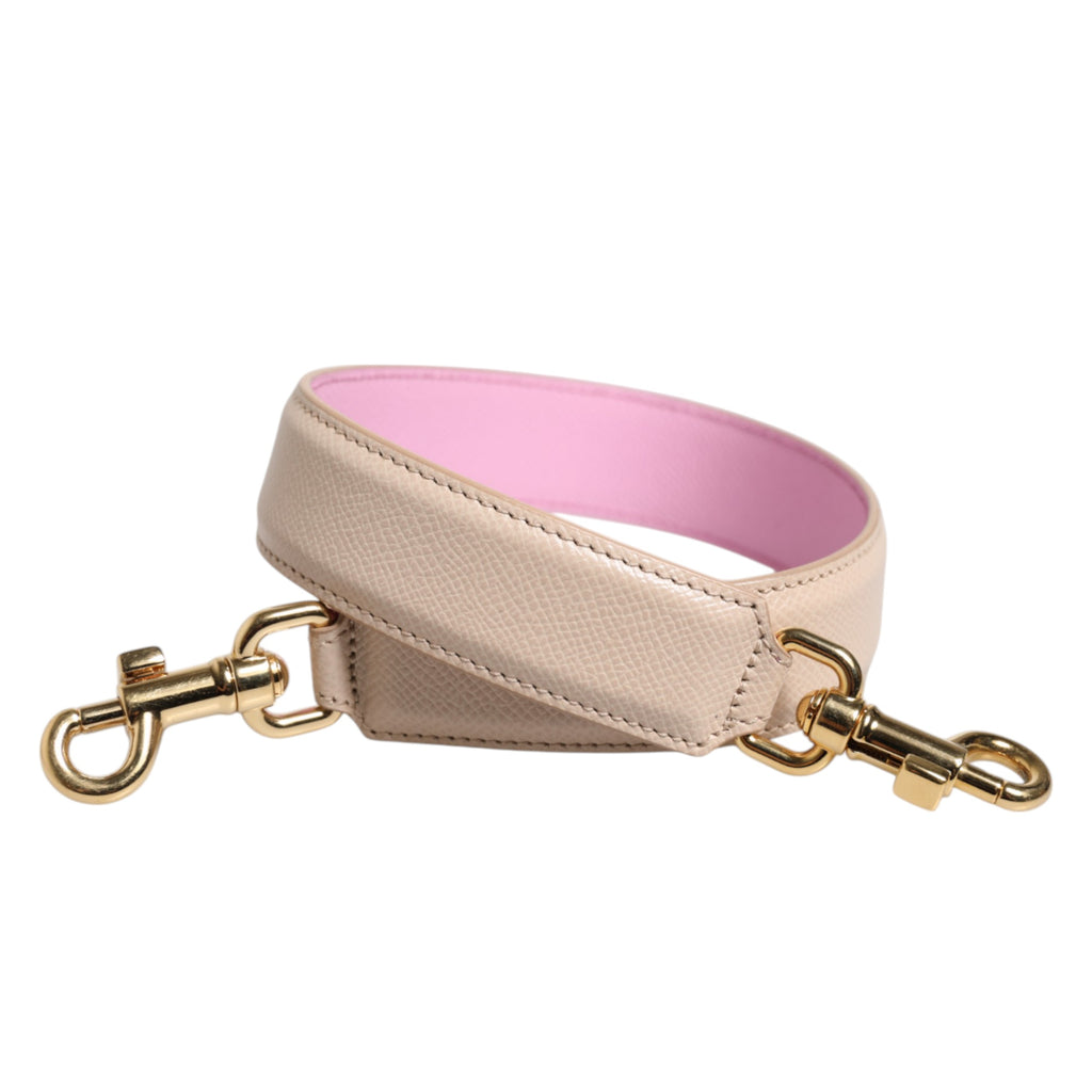 Dolce &amp; Gabbana Beige Rosa Leder Handtasche Zubehör Schultergurt