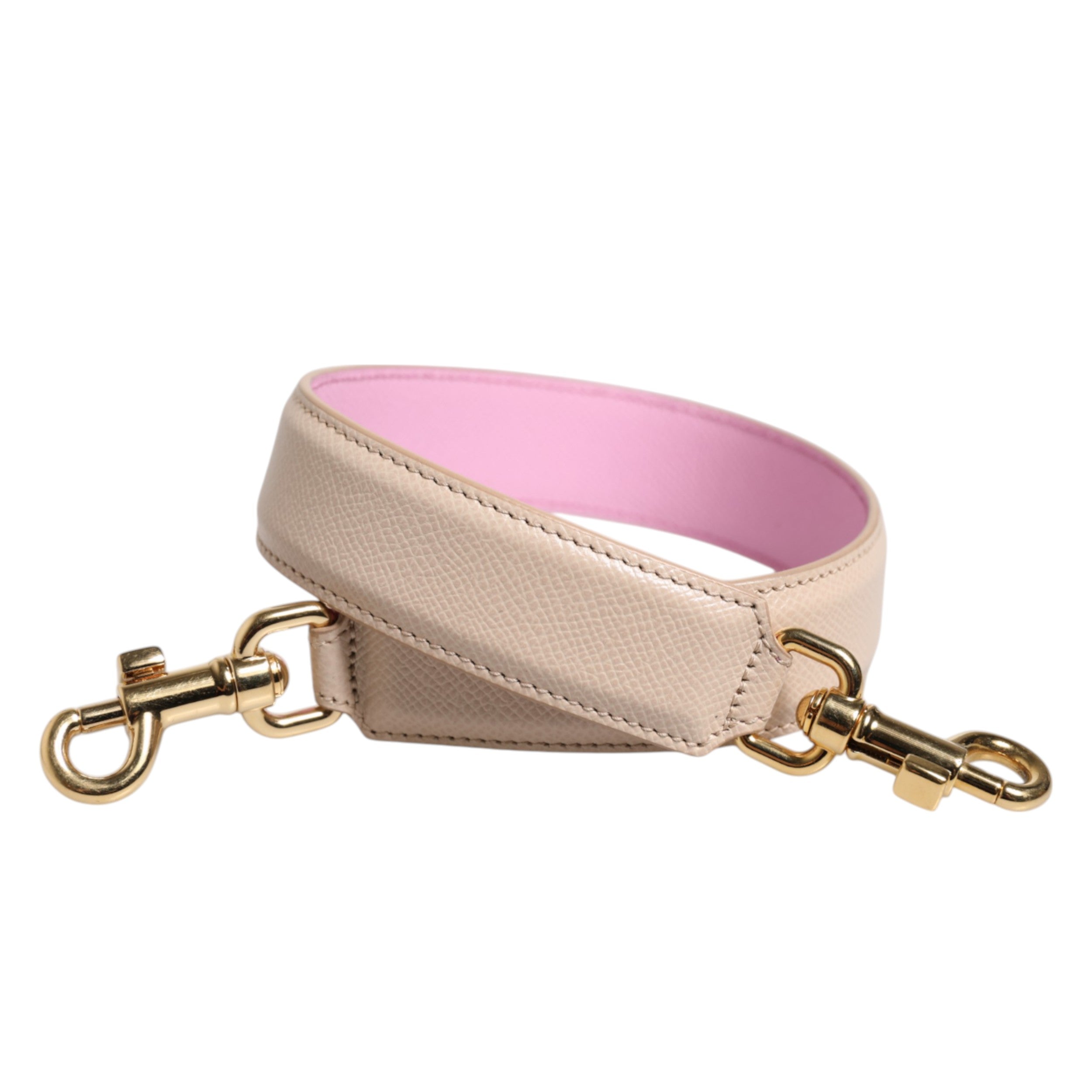Dolce &amp; Gabbana Beige Rosa Leder Handtasche Zubehör Schultergurt
