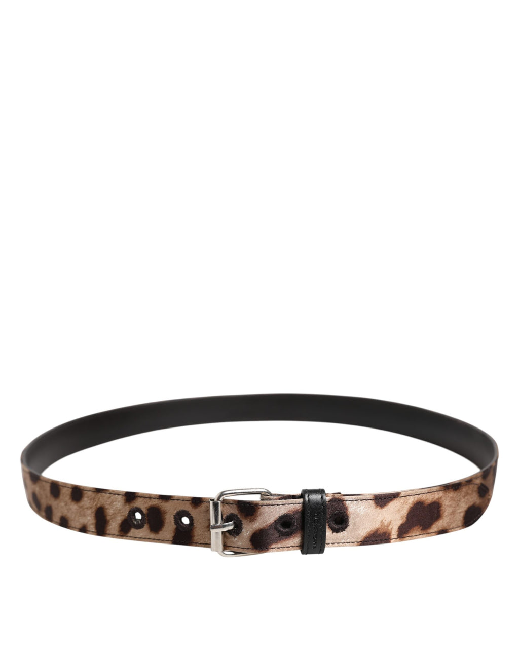 Dolce &amp; Gabbana Brauner Leopardengürtel mit silberner Metallschnalle