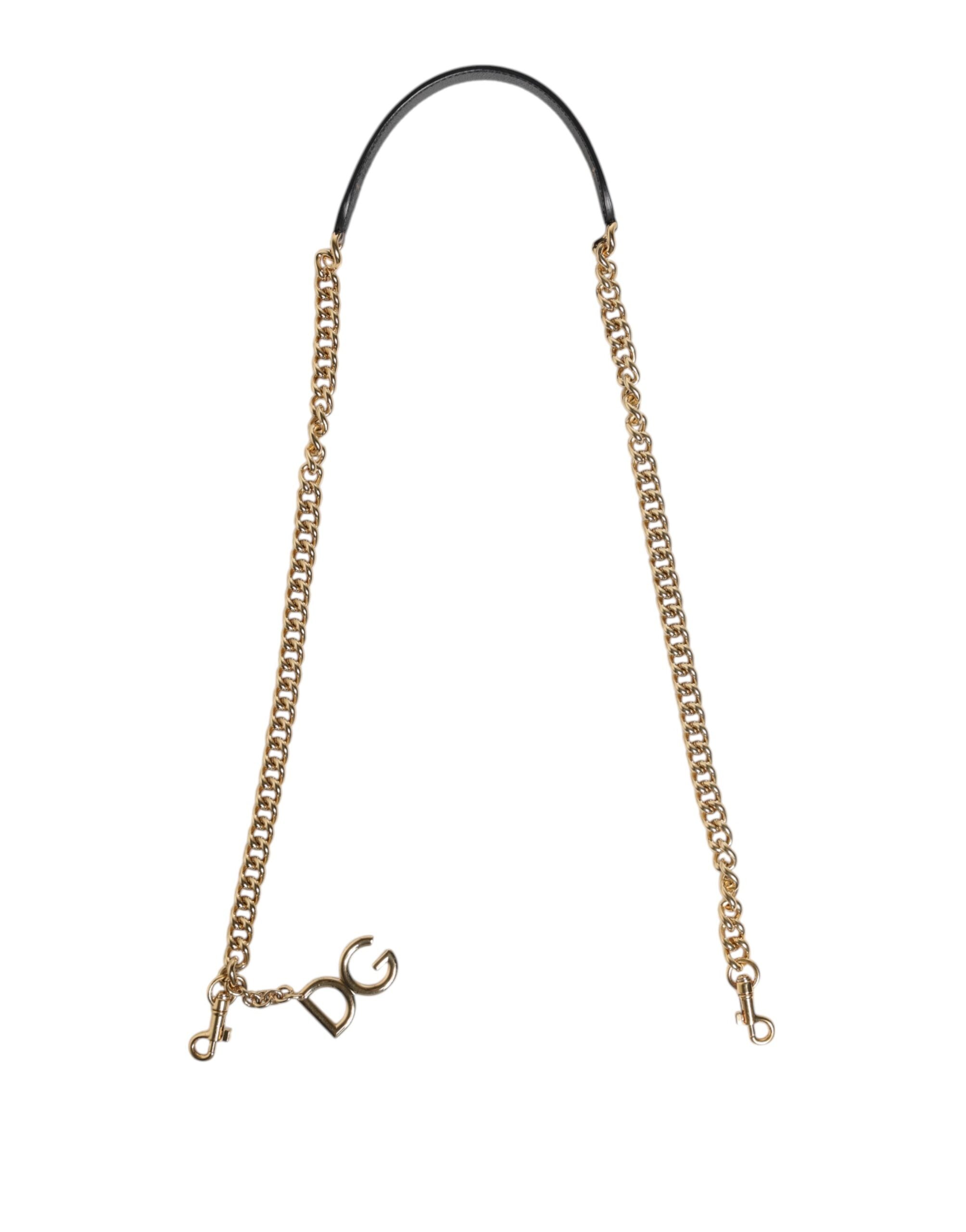 Dolce &amp; Gabbana Brauner Leopard Gold Messing Kette Accessoire Schultergurt